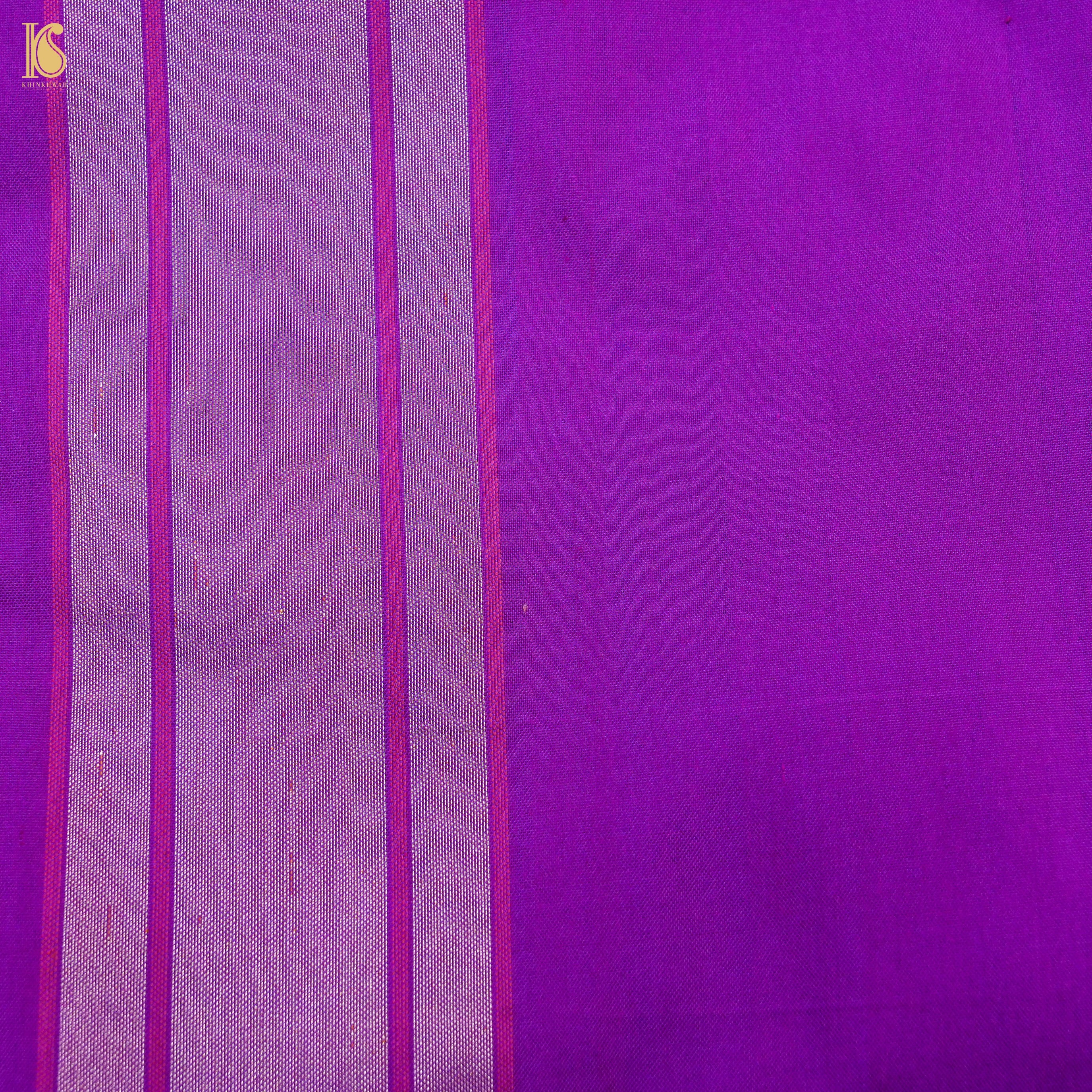 Magenta Handwoven Pure Cotton Real Silver Zari Banarasi Saree - Khinkhwab