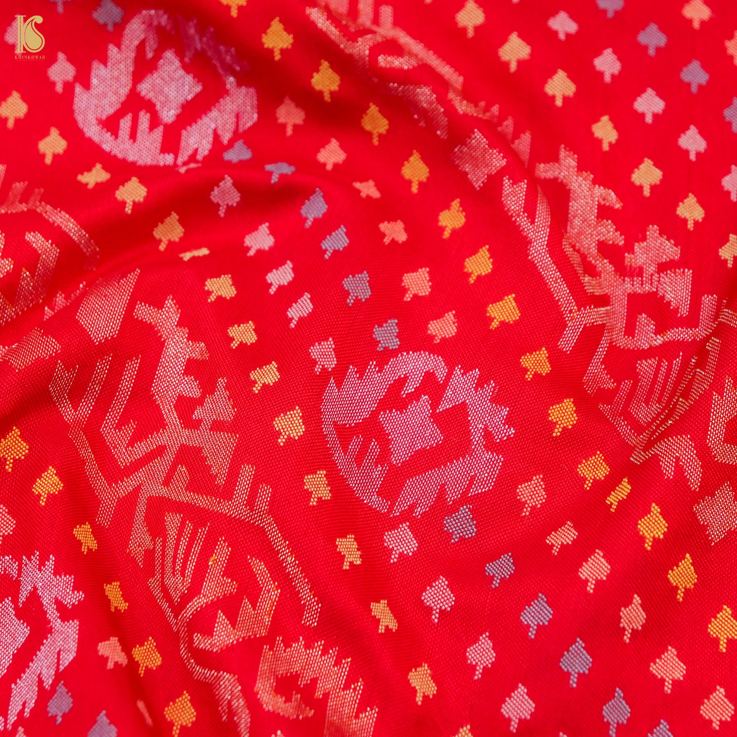 Rakhtambari Handwoven Pure Silk Real Zari Banarasi Meenakari Jamdani Saree - Khinkhwab