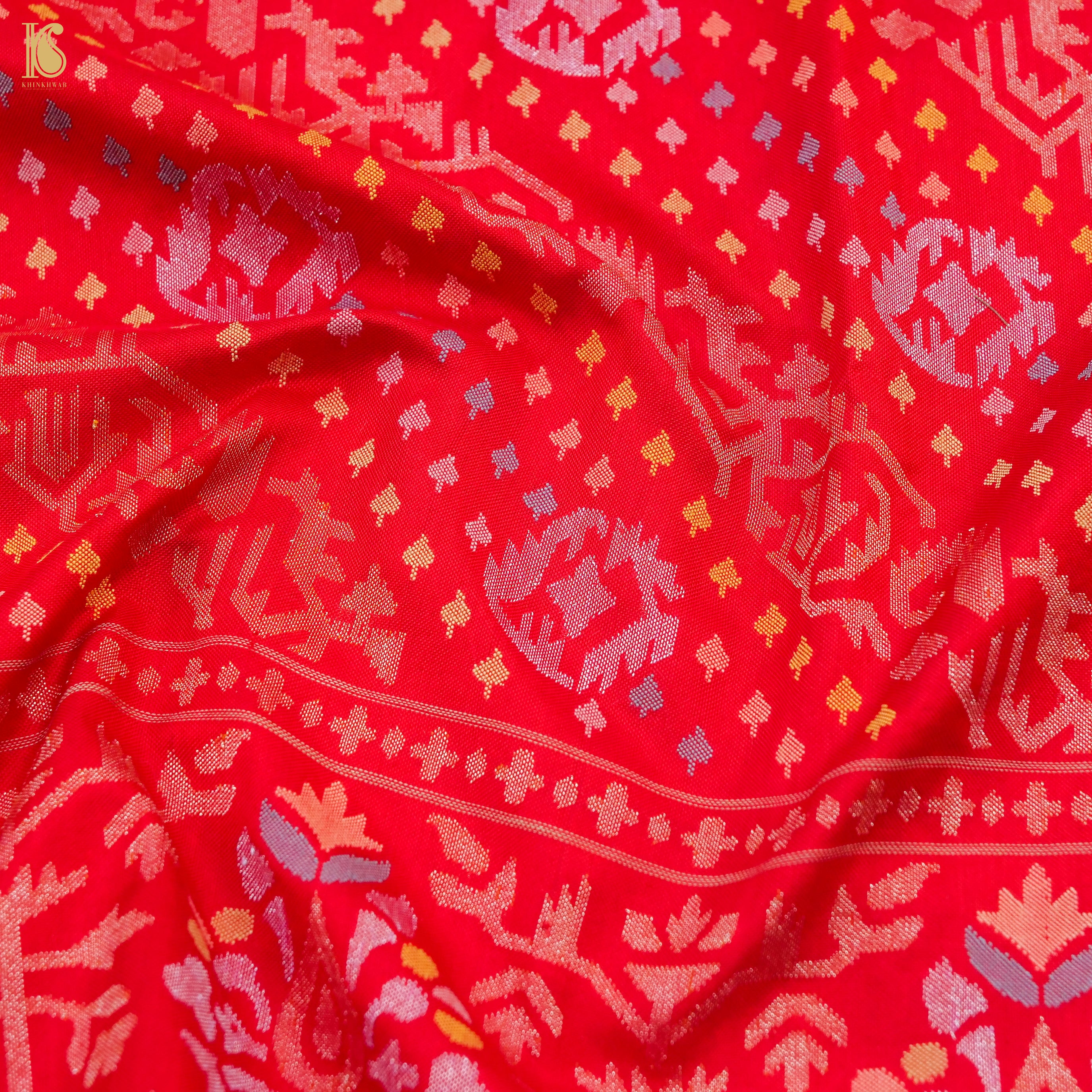 Rakhtambari Handwoven Pure Silk Real Zari Banarasi Meenakari Jamdani Saree - Khinkhwab