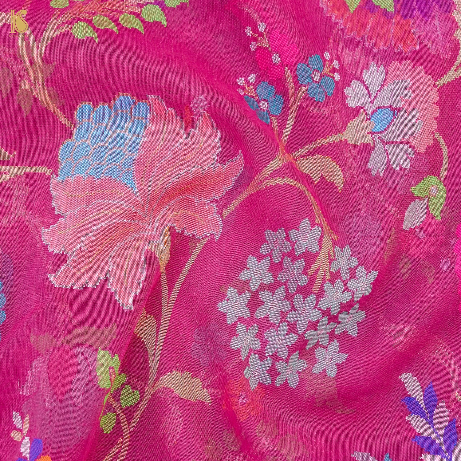 Mulberry Pink Handwoven Pure Cotton Real Silver Zari Banarasi Saree - Khinkhwab