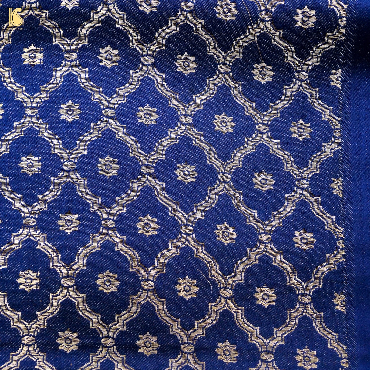 Persian Blue Pure Banarasi Kora by Tissue Stripes Saree - Khinkhwab