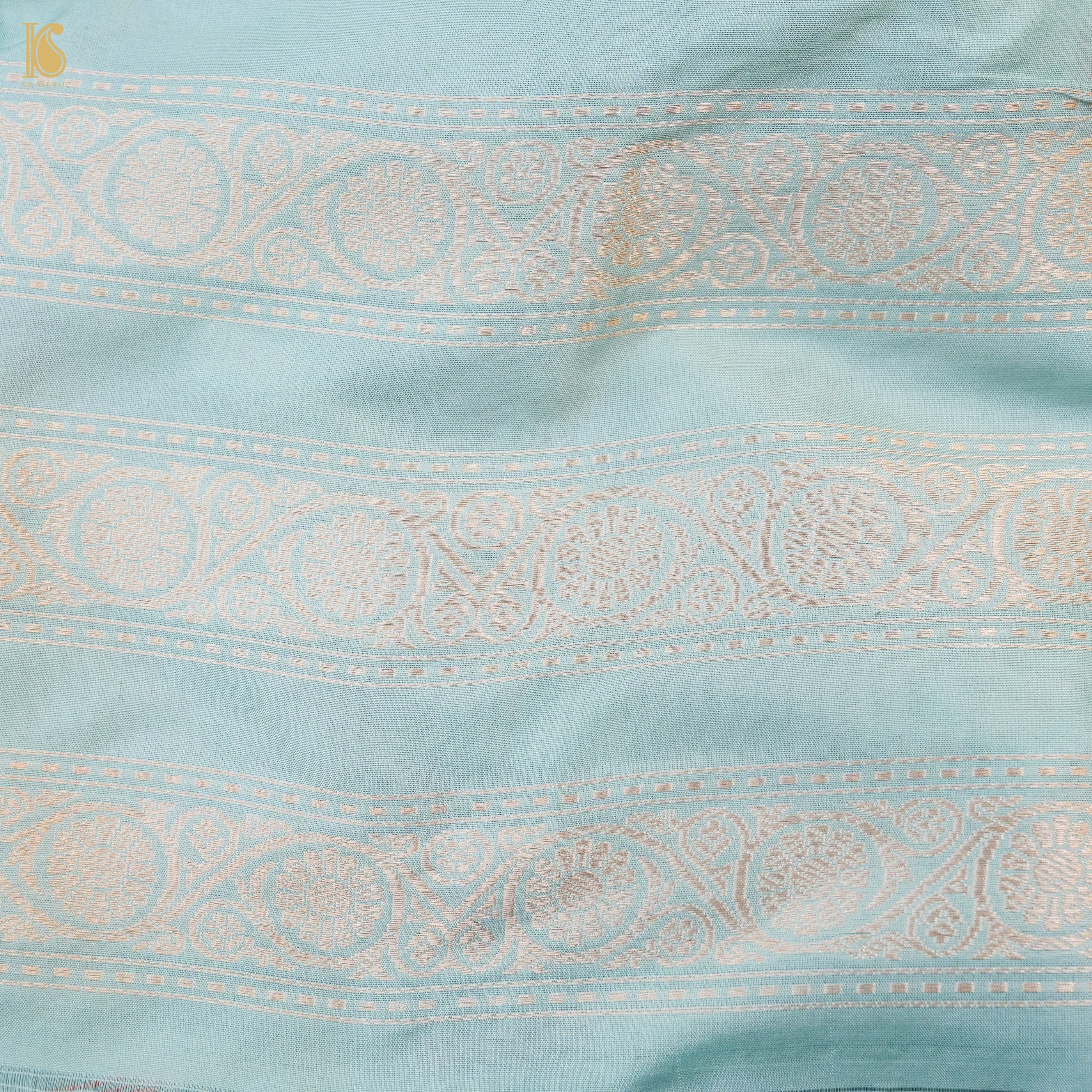 Regent St Blue Pure Katan Silk Handloom Banarasi Kalidar Lehenga - Khinkhwab