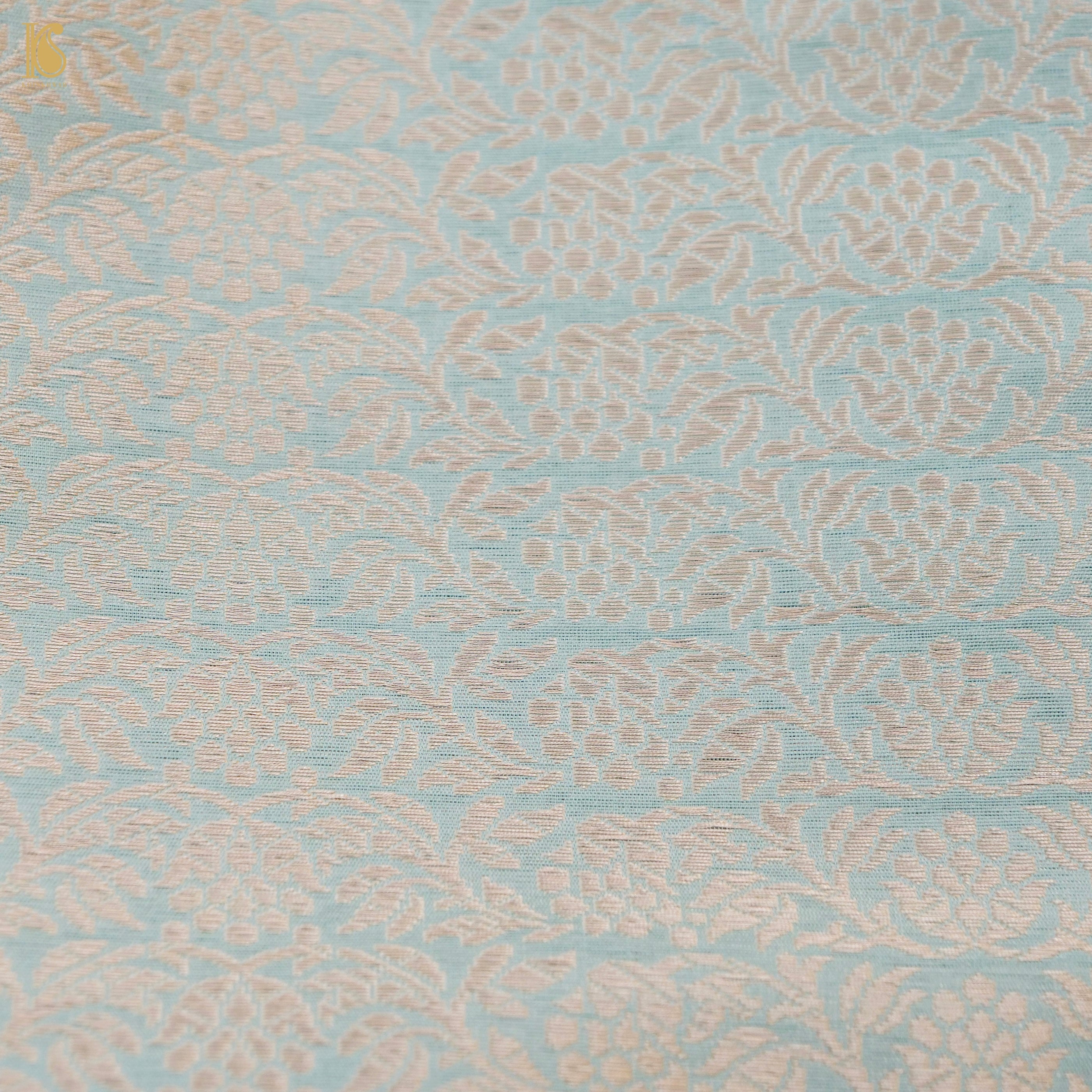 Regent St Blue Pure Katan Silk Handloom Banarasi Kalidar Lehenga - Khinkhwab