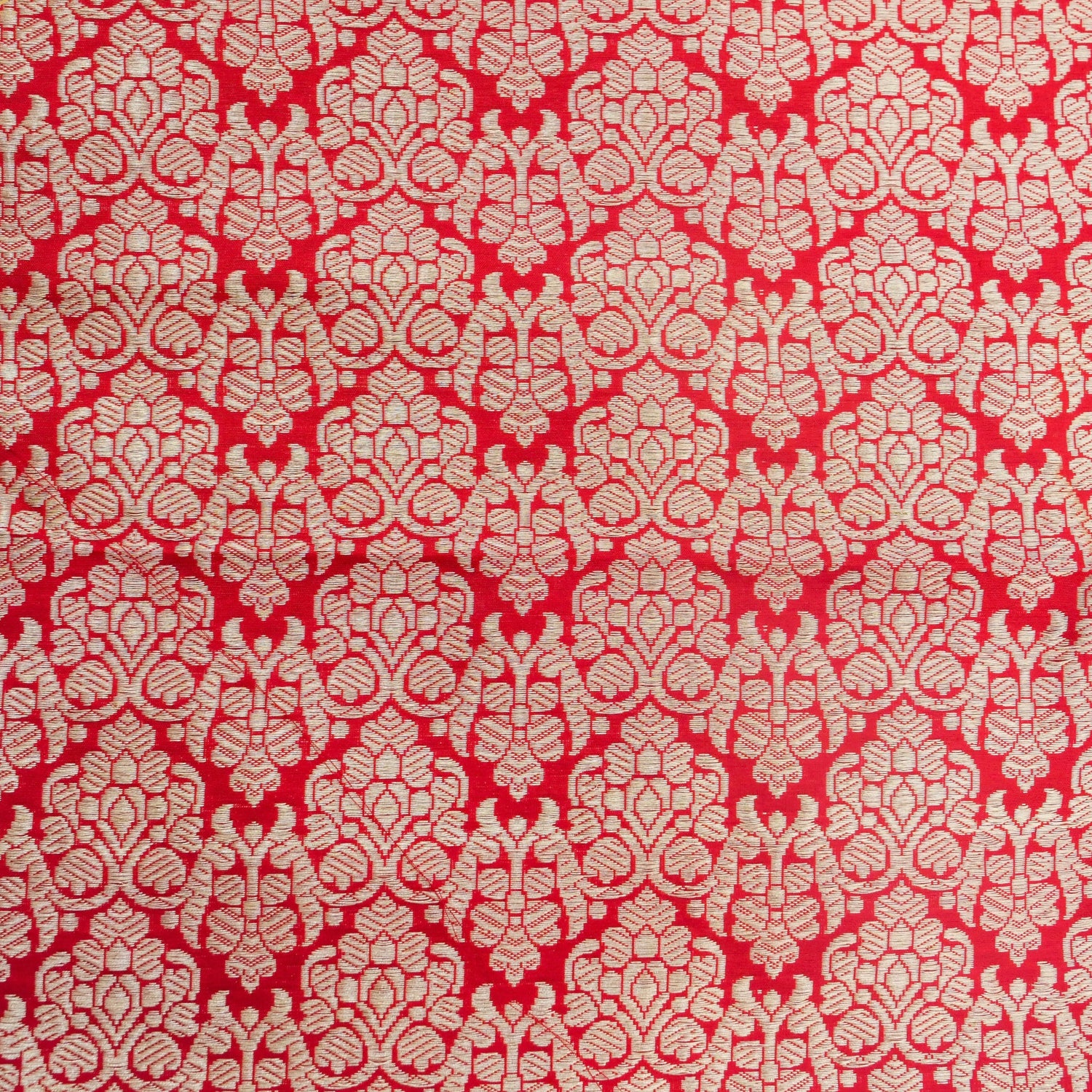 Carmine Red Pure Katan Silk Handloom Banarasi Kalidar Chevron Lehenga - Khinkhwab