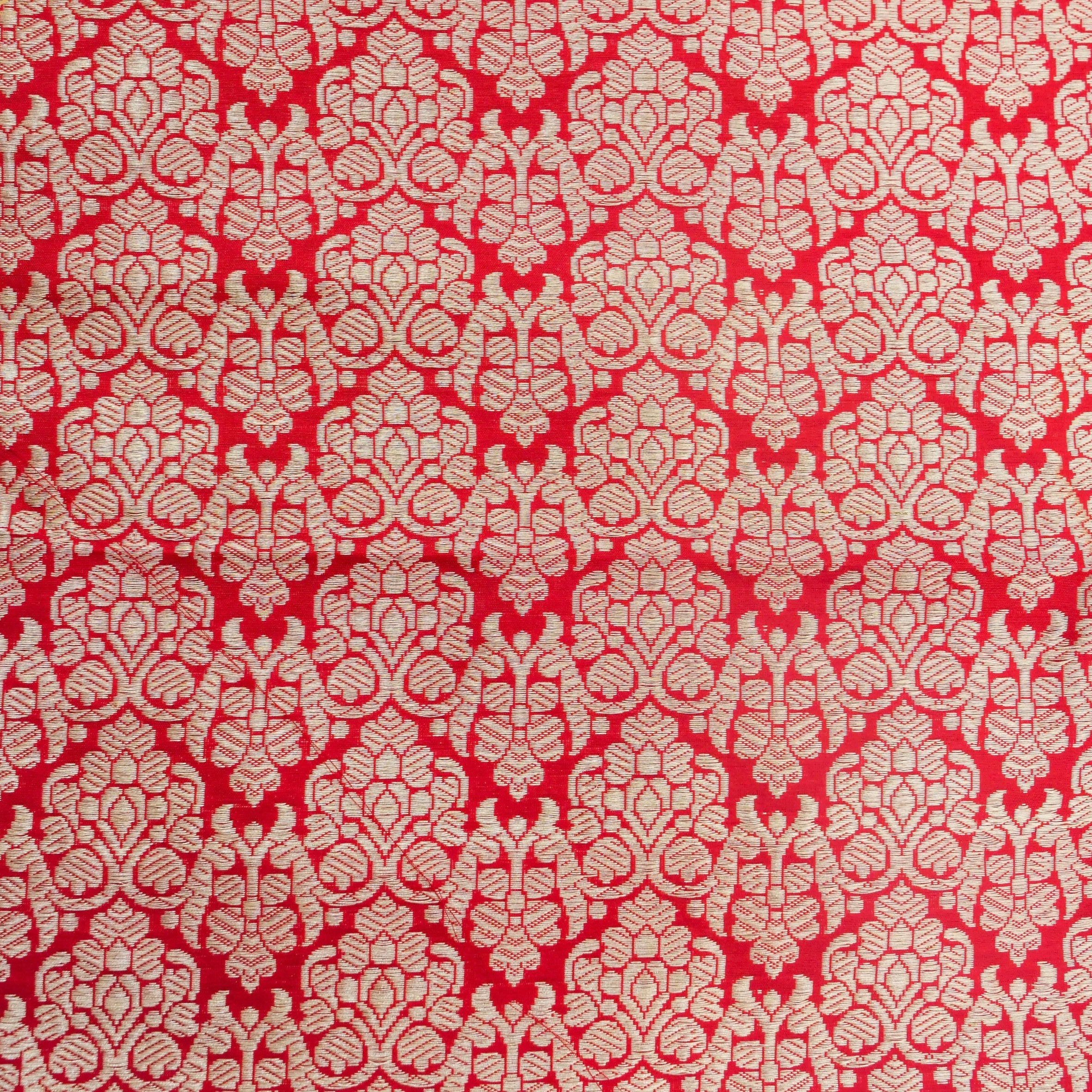 Carmine Red Pure Katan Silk Handloom Banarasi Kalidar Chevron Lehenga - Khinkhwab