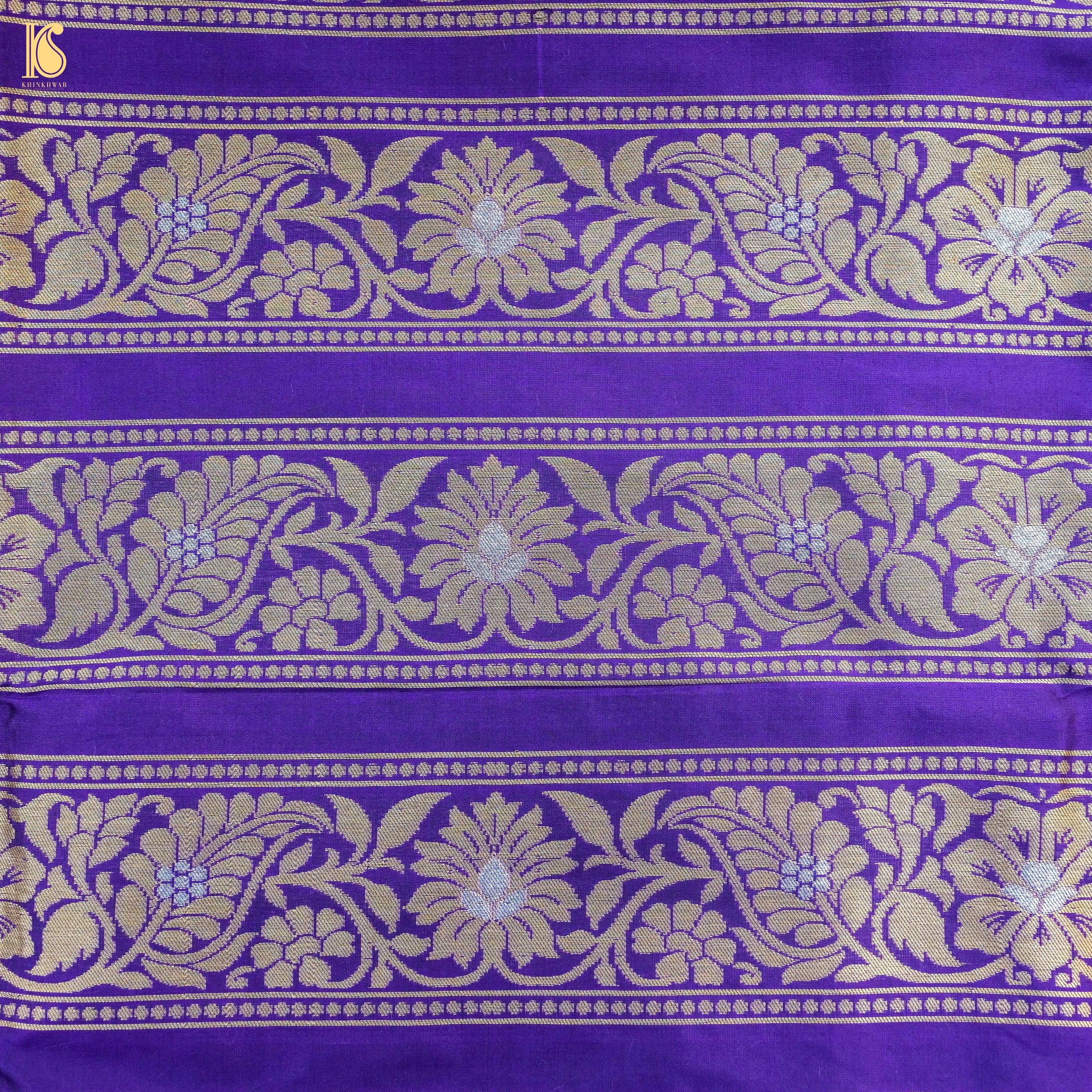 Purple Pure Katan Silk Handloom Banarasi Kalidar Lehenga - Khinkhwab