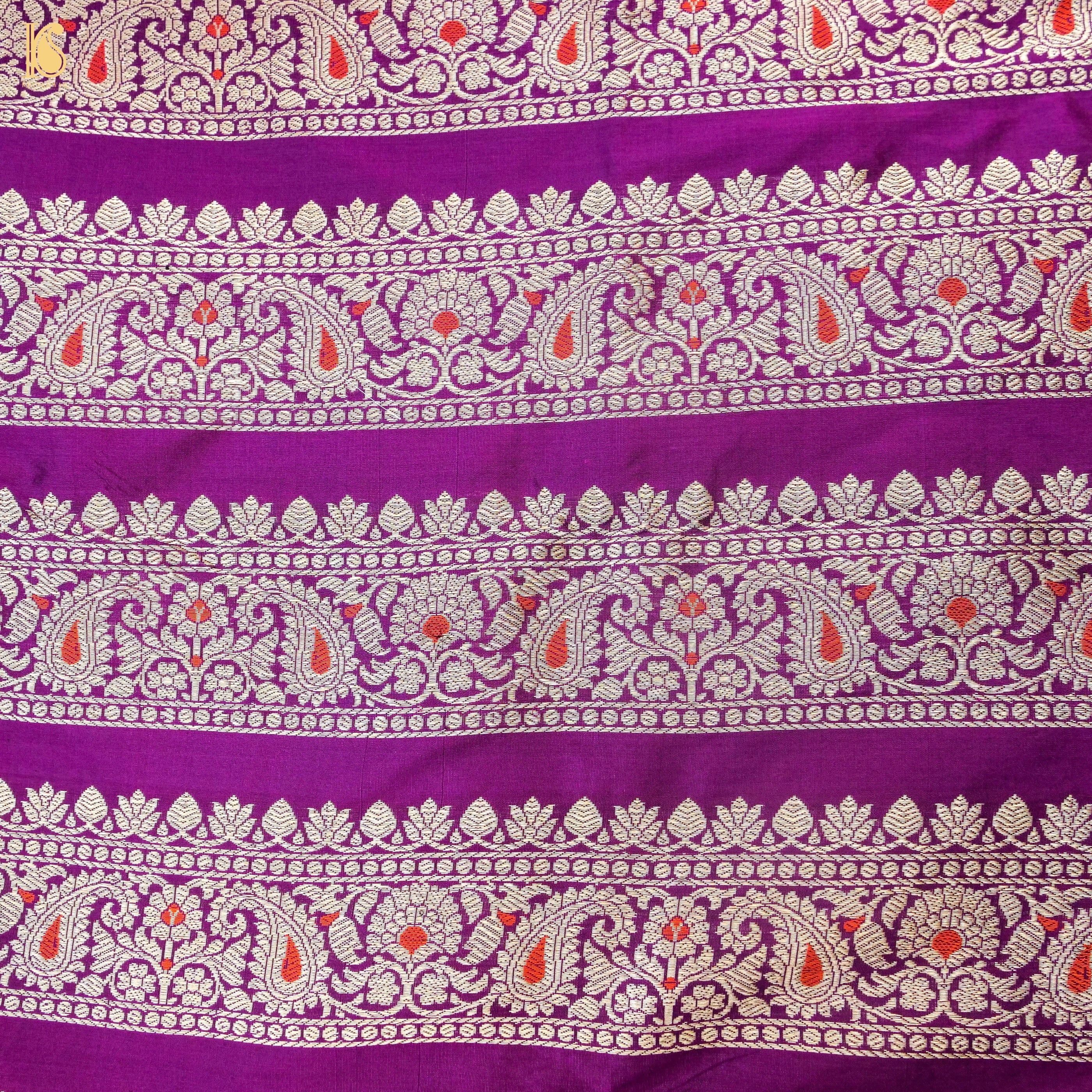 Palatinate Purple Pure Katan Silk Handloom Banarasi Kalidar Lehenga - Khinkhwab
