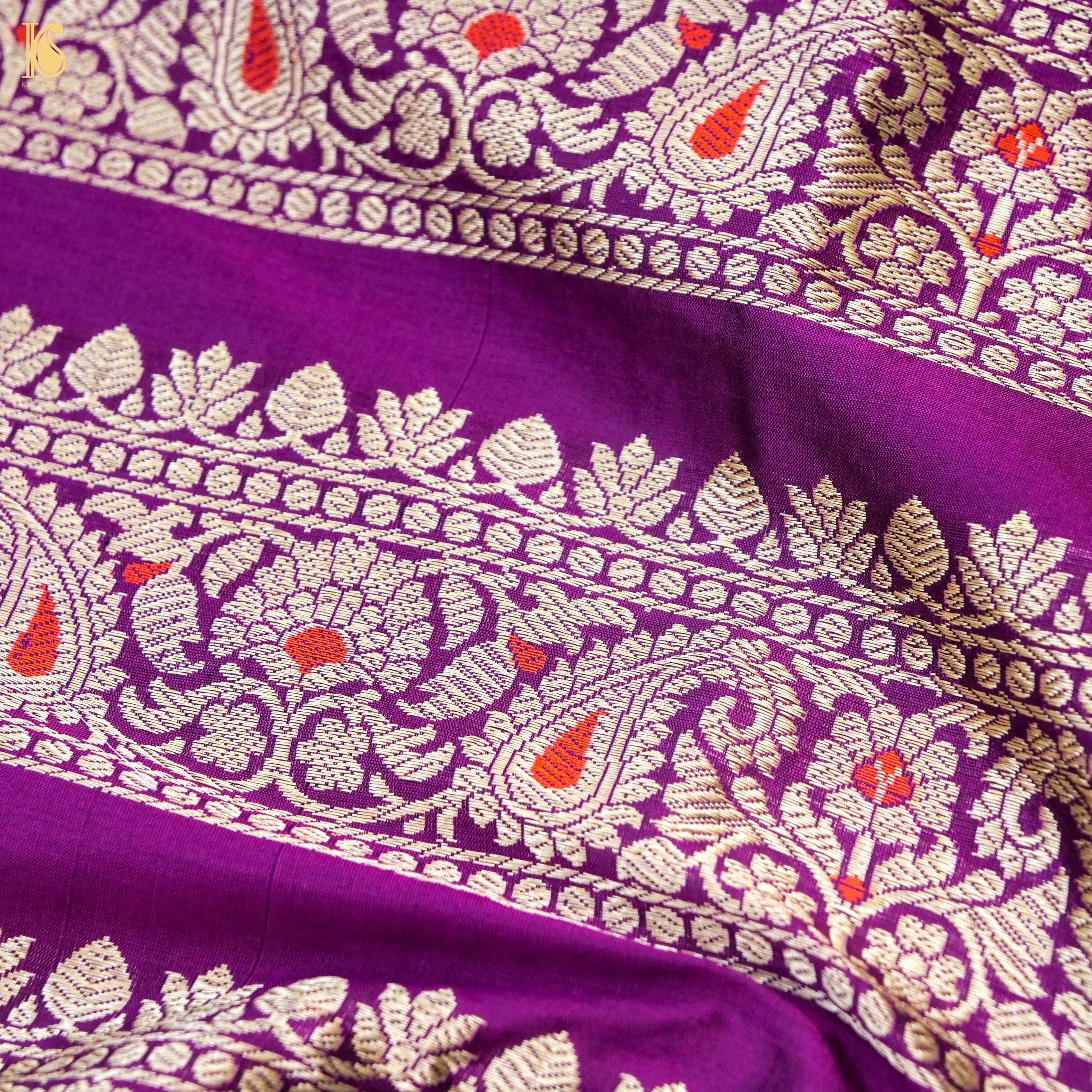 Palatinate Purple Pure Katan Silk Handloom Banarasi Kalidar Lehenga - Khinkhwab