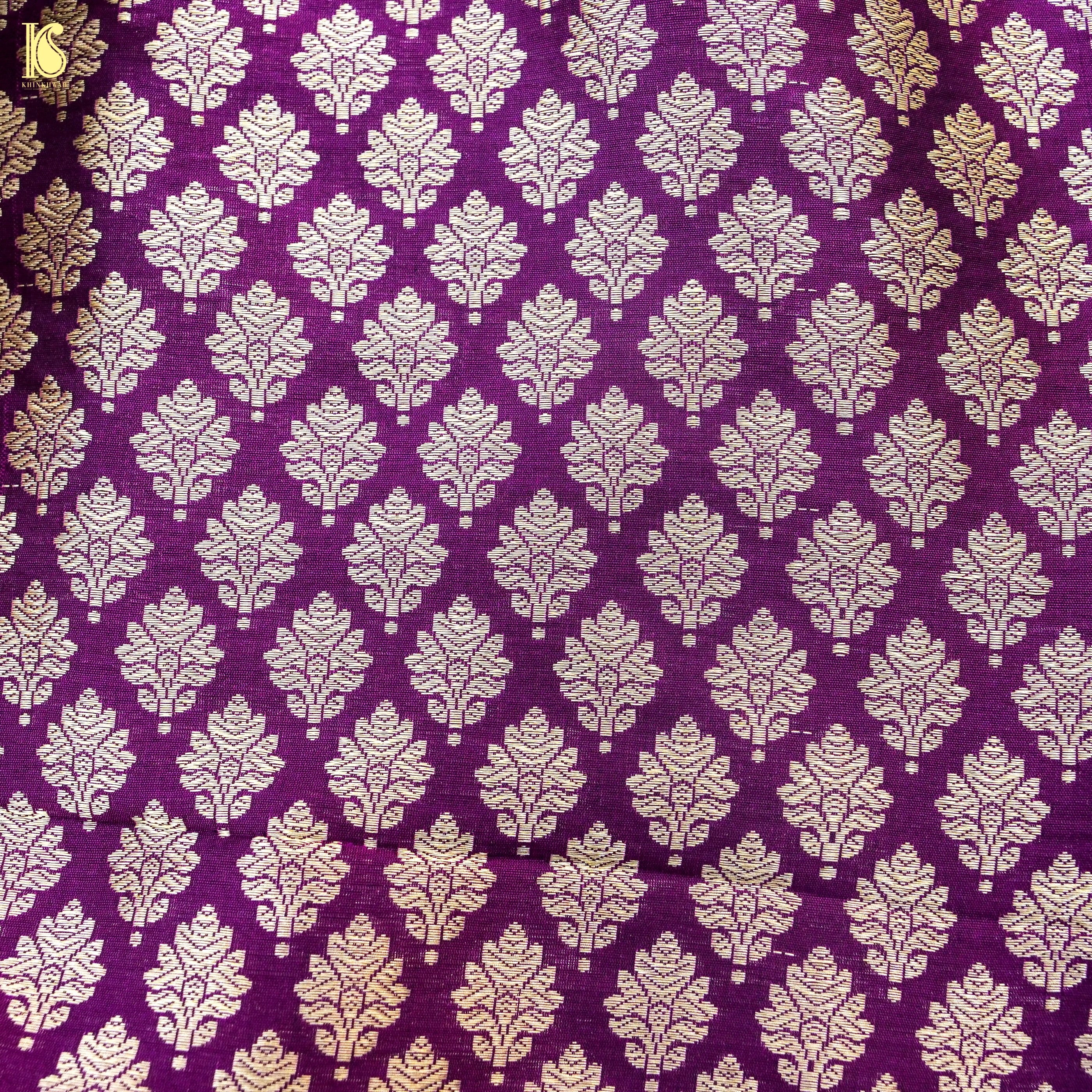 Palatinate Purple Pure Katan Silk Handloom Banarasi Kalidar Lehenga - Khinkhwab