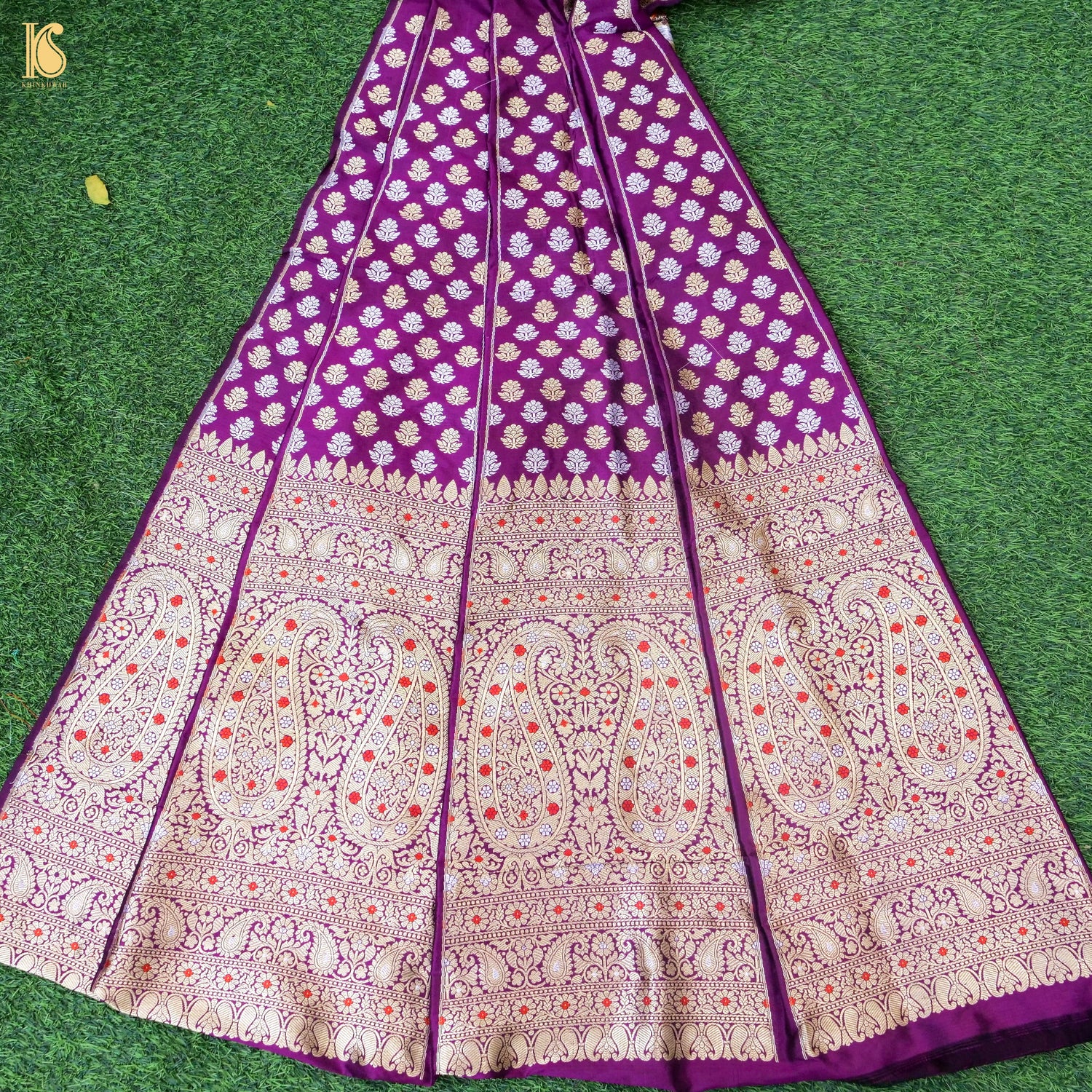 Palatinate Purple Pure Katan Silk Handloom Banarasi Kalidar Lehenga - Khinkhwab