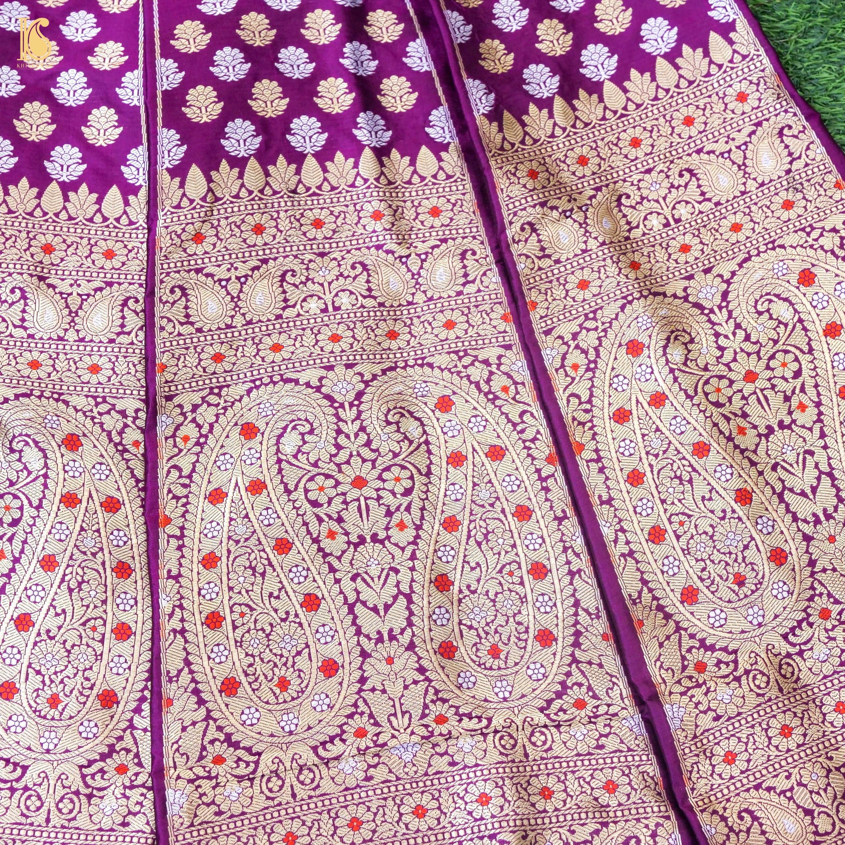 Palatinate Purple Pure Katan Silk Handloom Banarasi Kalidar Lehenga - Khinkhwab