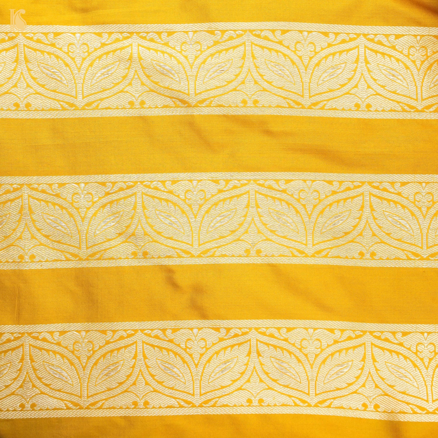 Yellow Pure Katan Silk Handloom Banarasi Kalidar Crane Lehenga - Khinkhwab