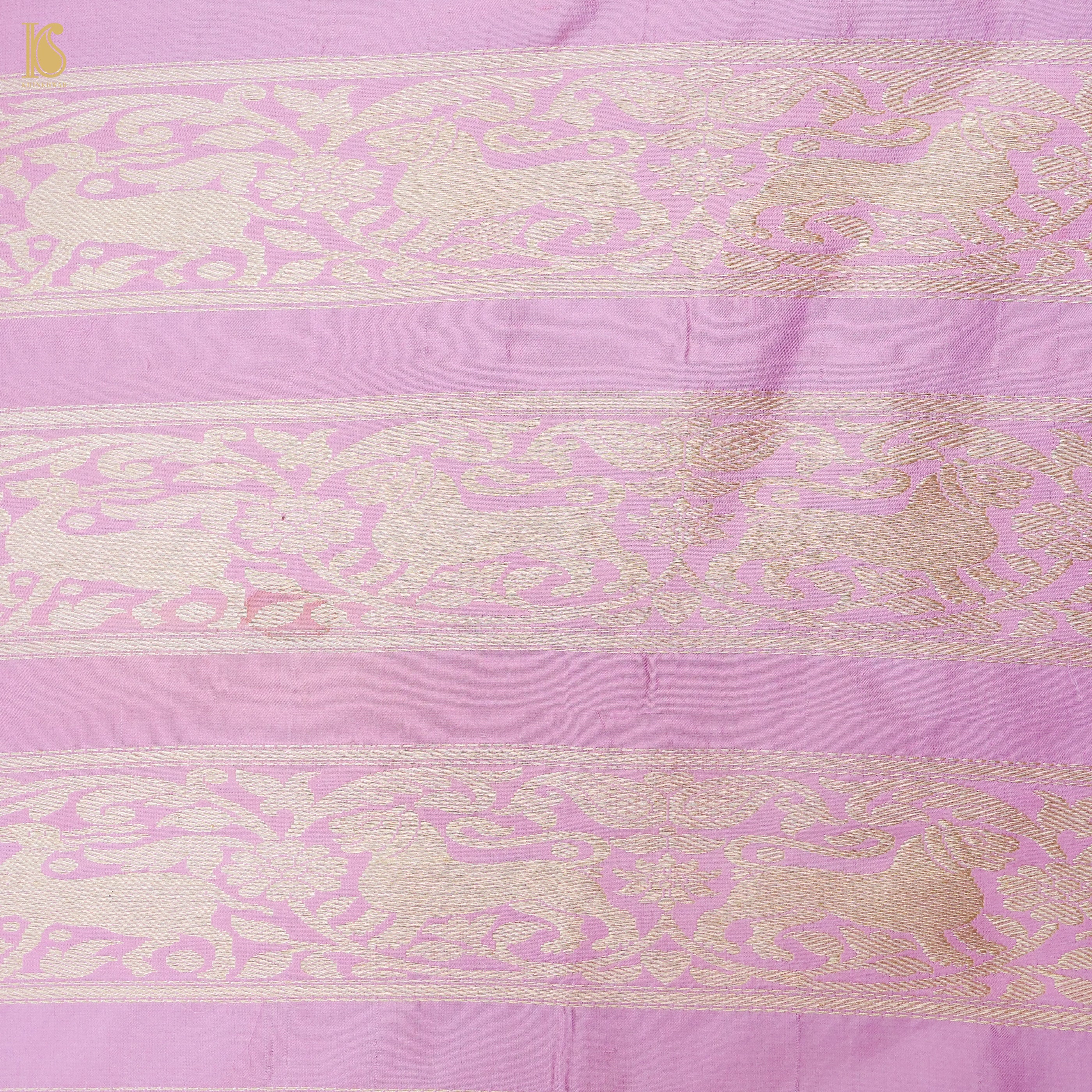 Twilight Pink Pure Katan Silk Handloom Banarasi Kalidar Shikargah Lehenga - Khinkhwab