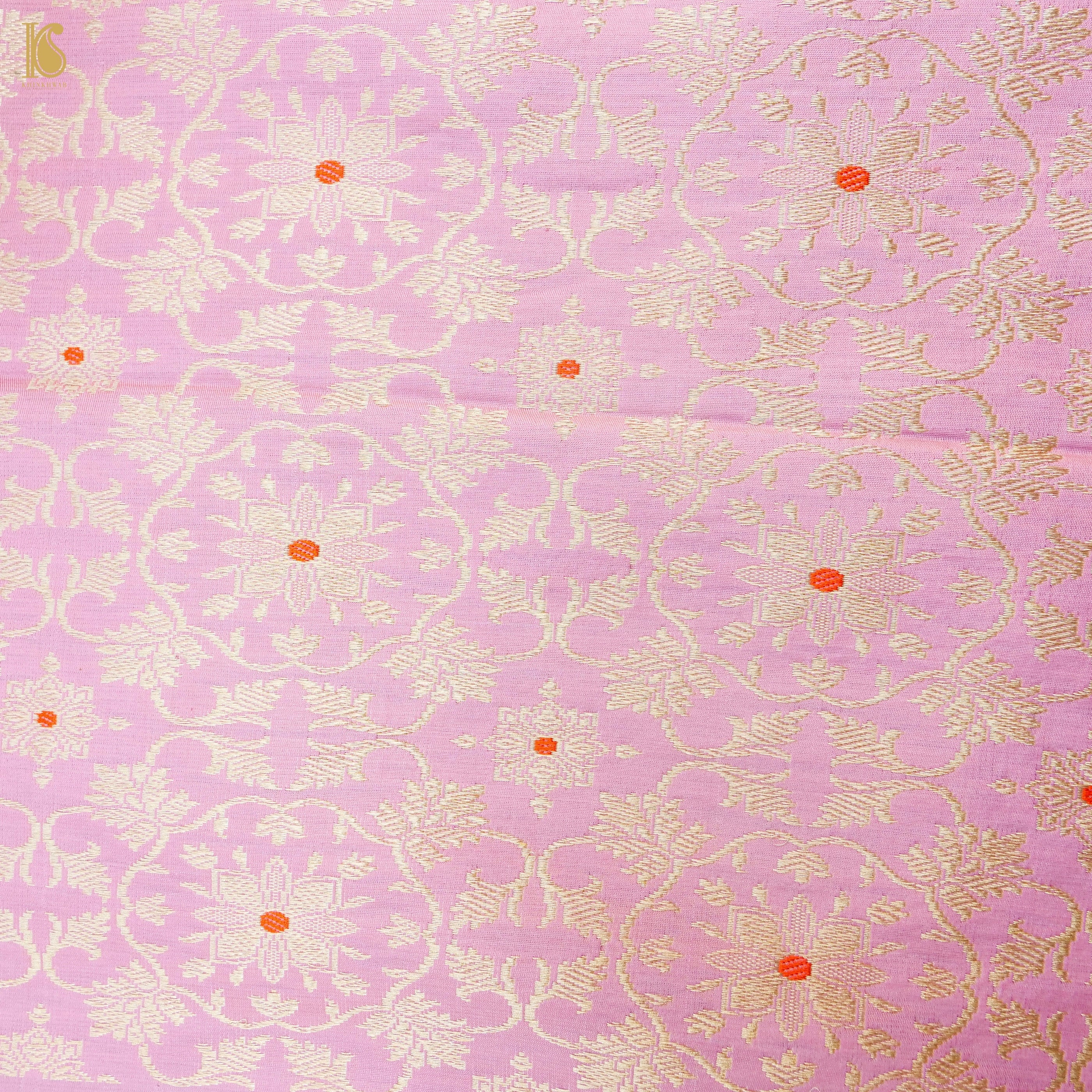 Twilight Pink Pure Katan Silk Handloom Banarasi Kalidar Shikargah Lehenga - Khinkhwab