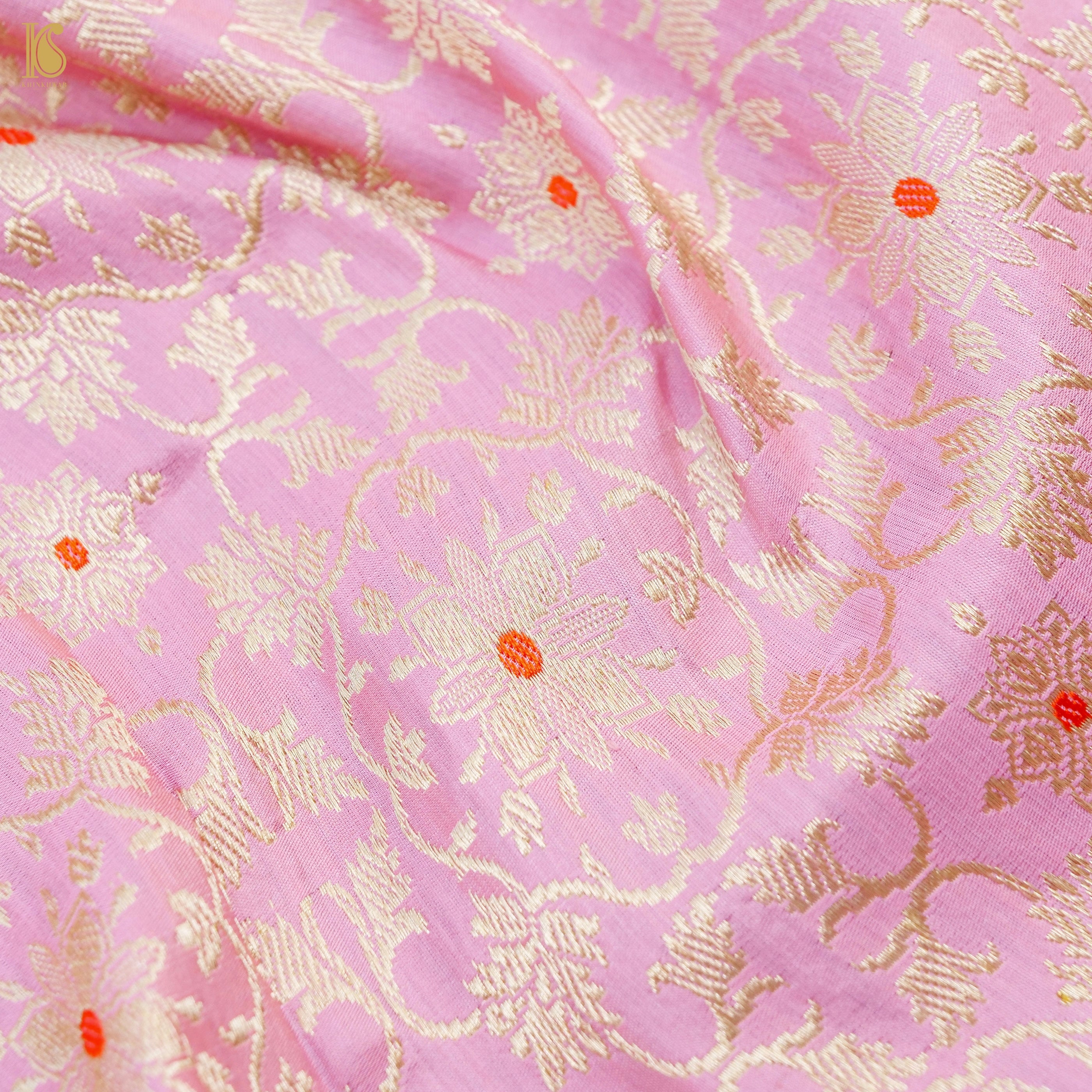 Twilight Pink Pure Katan Silk Handloom Banarasi Kalidar Shikargah Lehenga - Khinkhwab