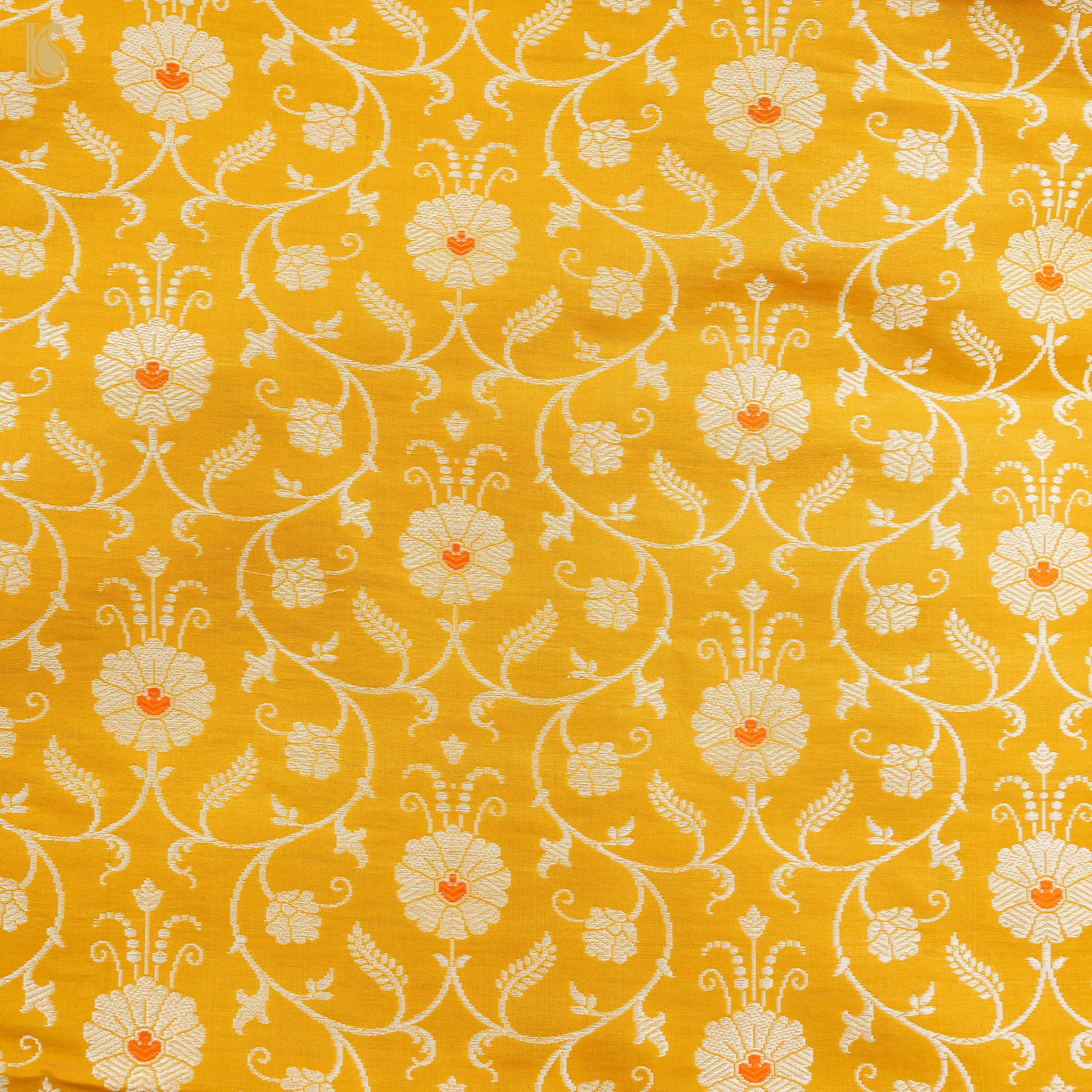 Gamboge Yellow Pure Katan Silk Handloom Banarasi Kalidar Lehenga - Khinkhwab