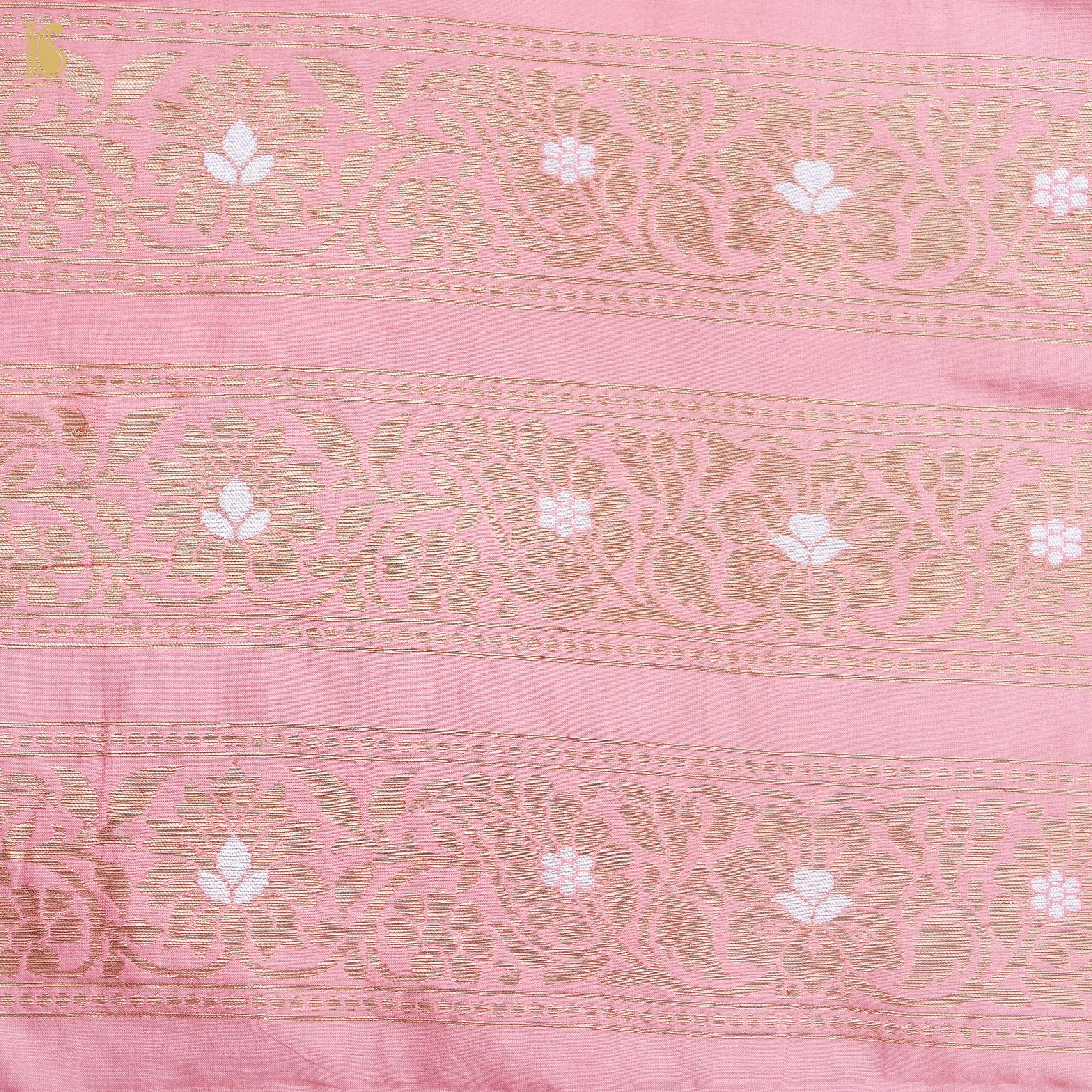 Beauty Bush Pink Pure Katan Silk Handloom Banarasi Kalidar Lehenga - Khinkhwab