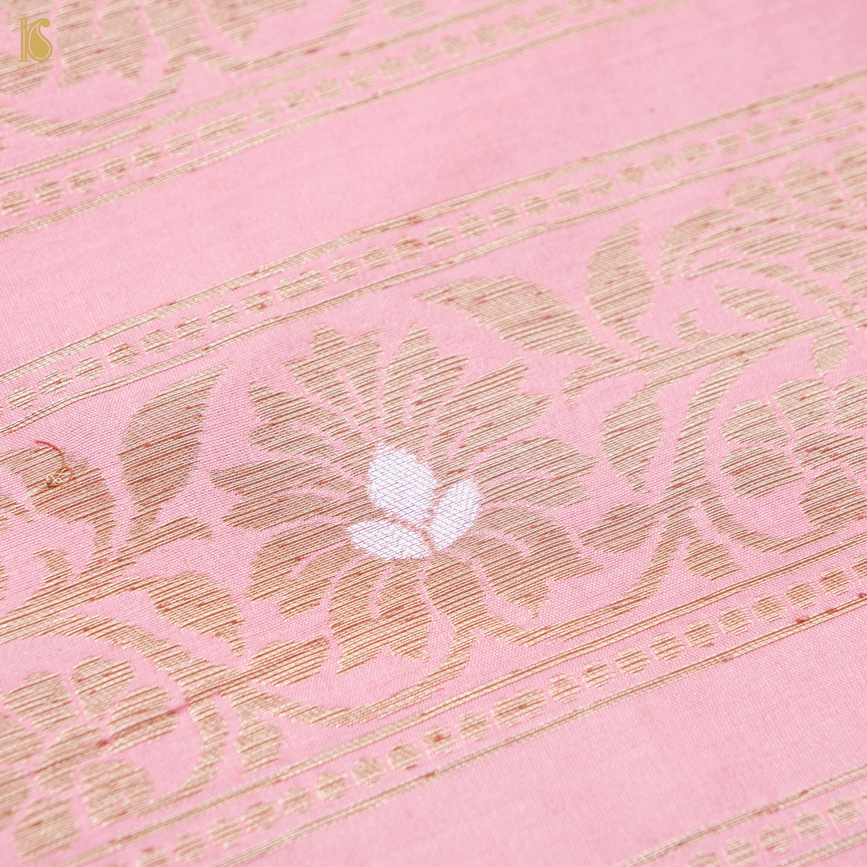Beauty Bush Pink Pure Katan Silk Handloom Banarasi Kalidar Lehenga - Khinkhwab
