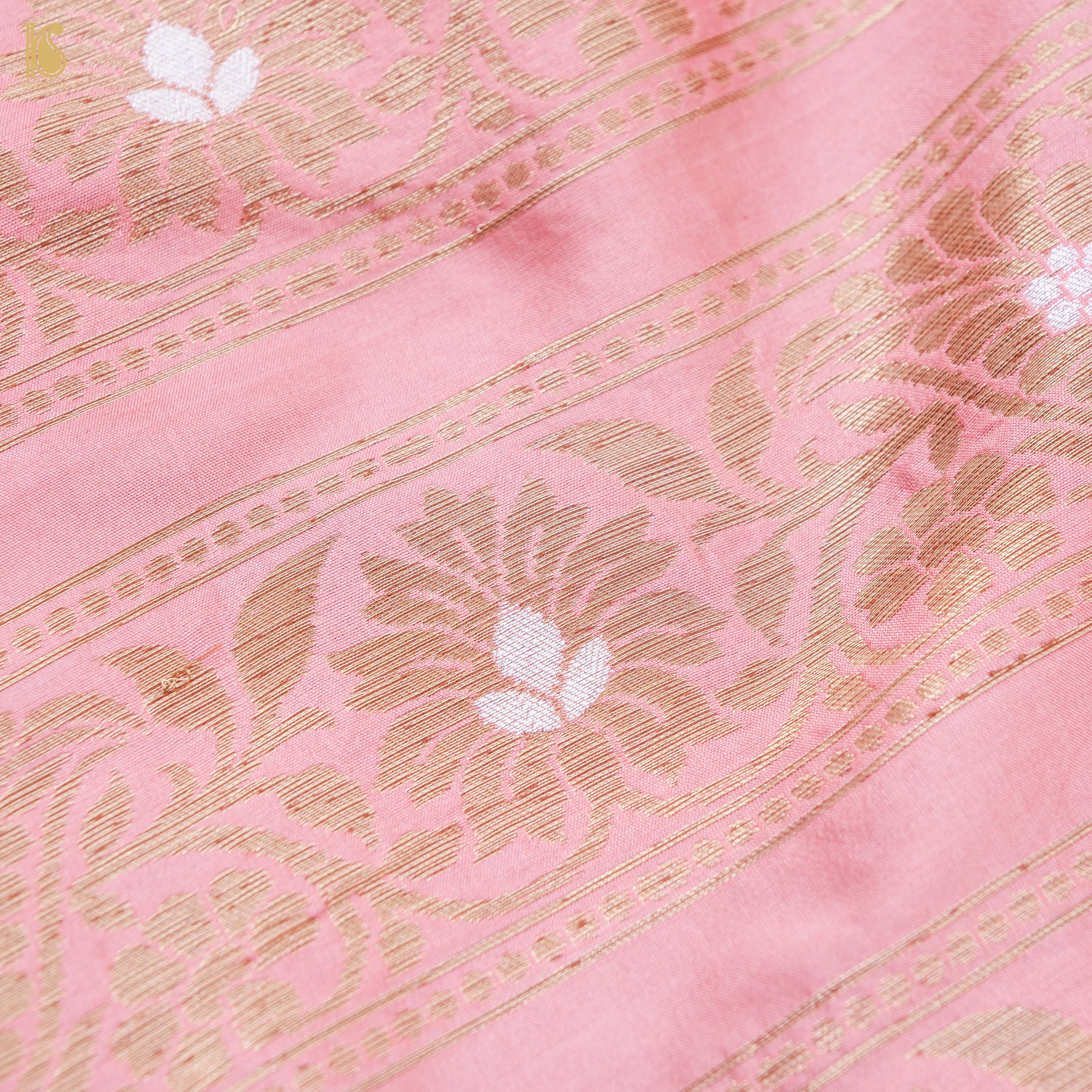 Beauty Bush Pink Pure Katan Silk Handloom Banarasi Kalidar Lehenga - Khinkhwab