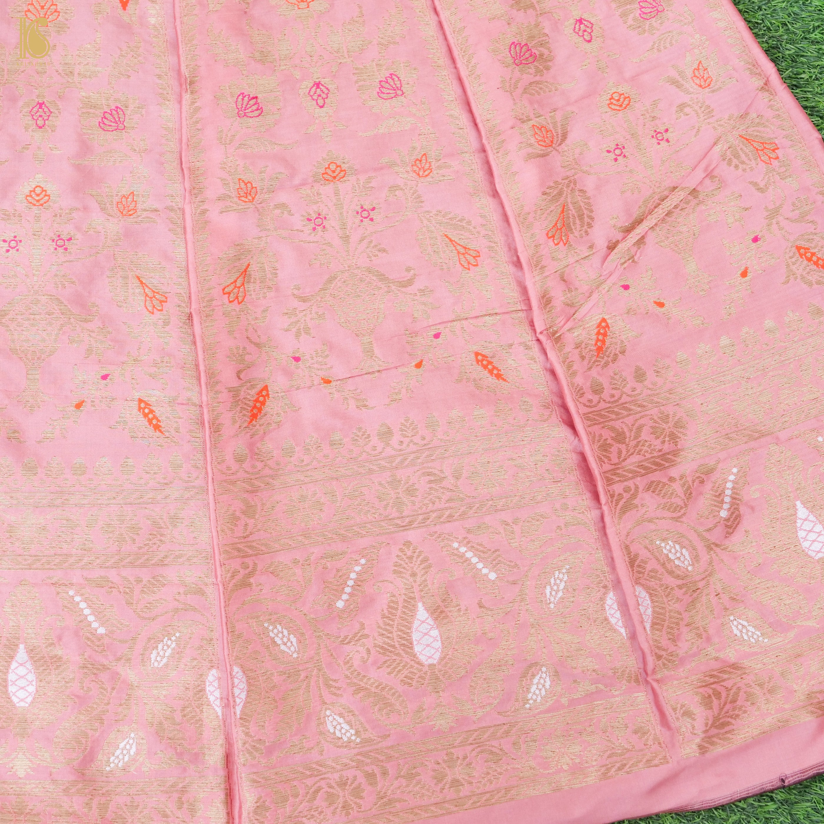 Beauty Bush Pink Pure Katan Silk Handloom Banarasi Kalidar Lehenga - Khinkhwab