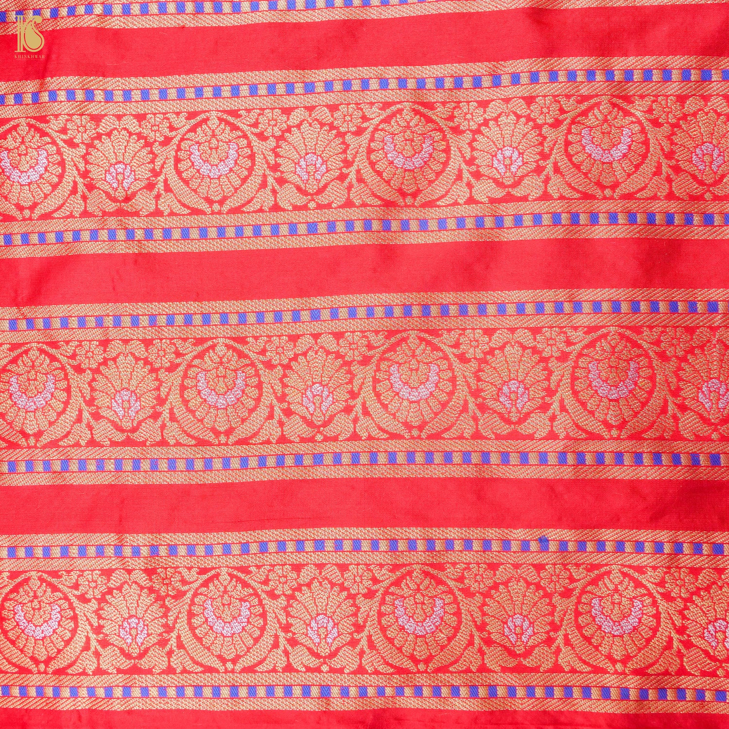 Red Pure Katan Silk Handloom Banarasi Kalidar Shikargah Lehenga - Khinkhwab