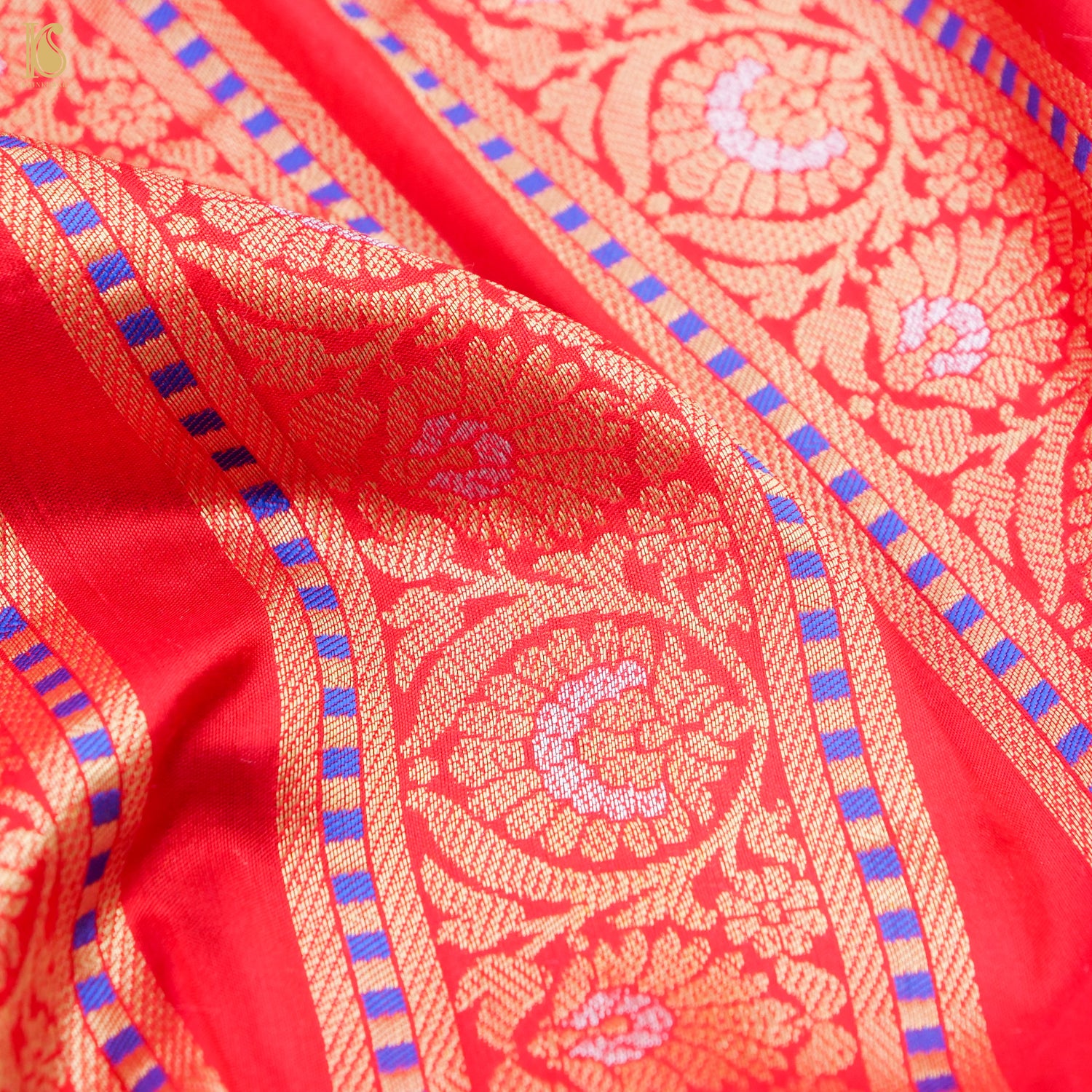 Red Pure Katan Silk Handloom Banarasi Kalidar Shikargah Lehenga - Khinkhwab