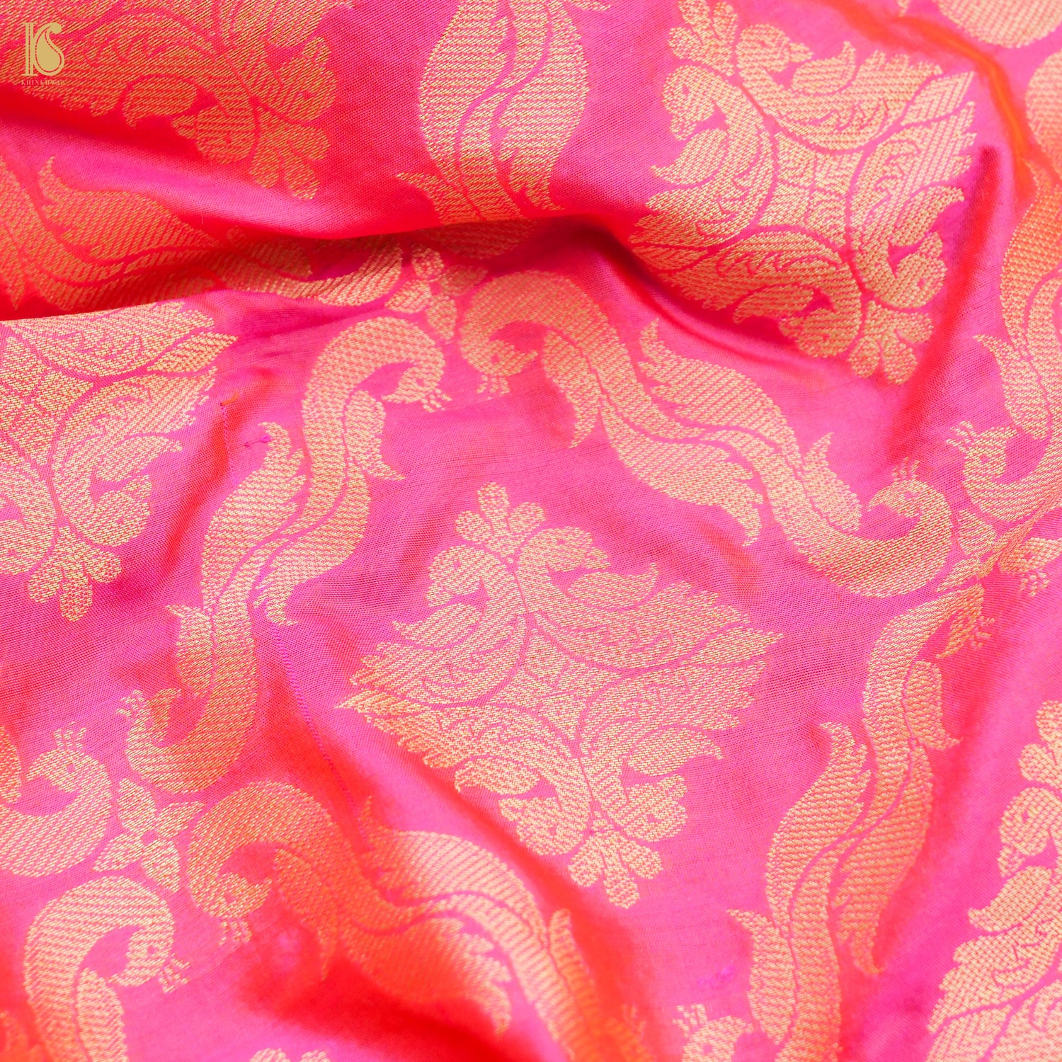 Rose Pink Pure Katan Silk Handloom Banarasi Kalidar Shikargah Lehenga - Khinkhwab