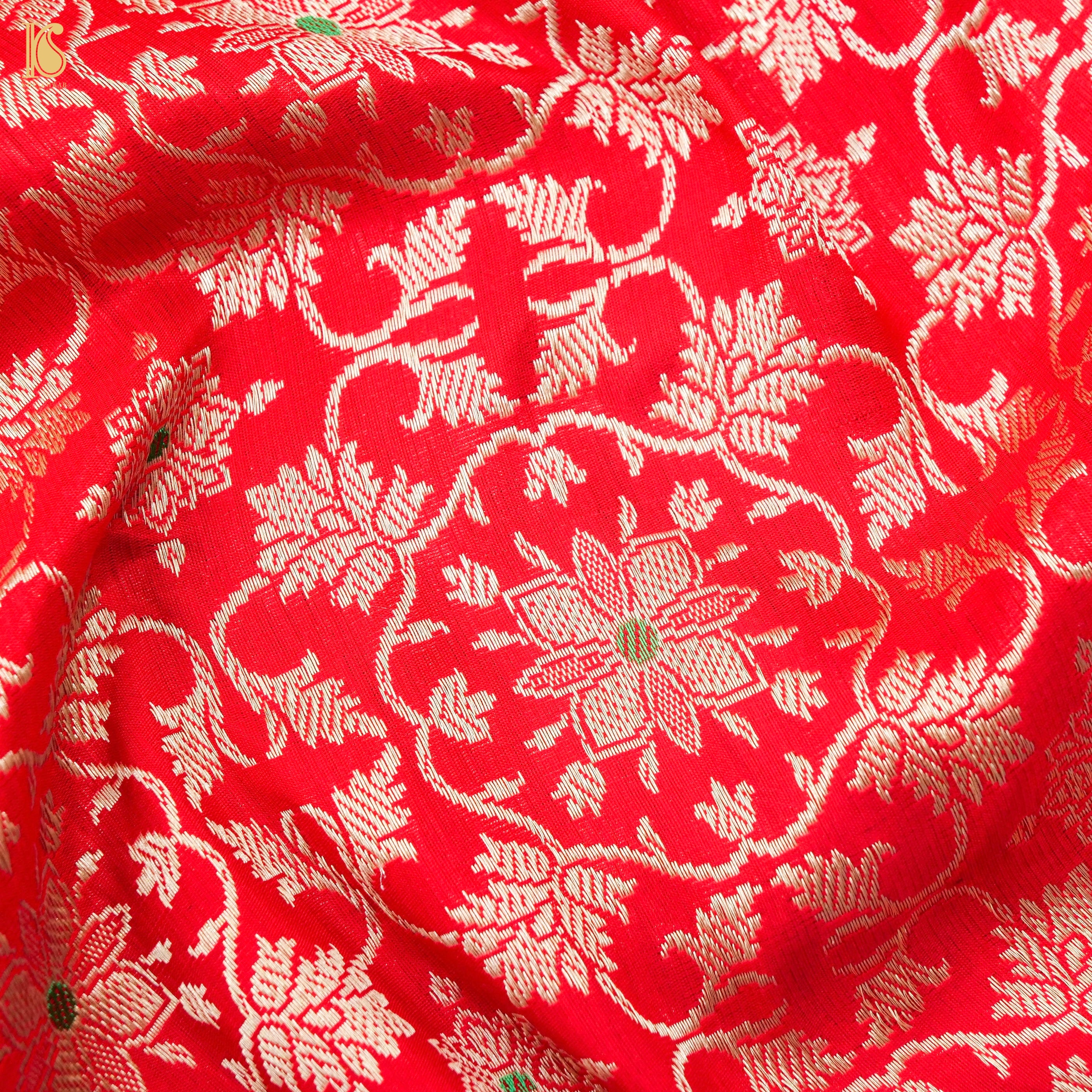 Red Pure Katan Silk Handloom Banarasi Kalidar Shikargah Lehenga - Khinkhwab