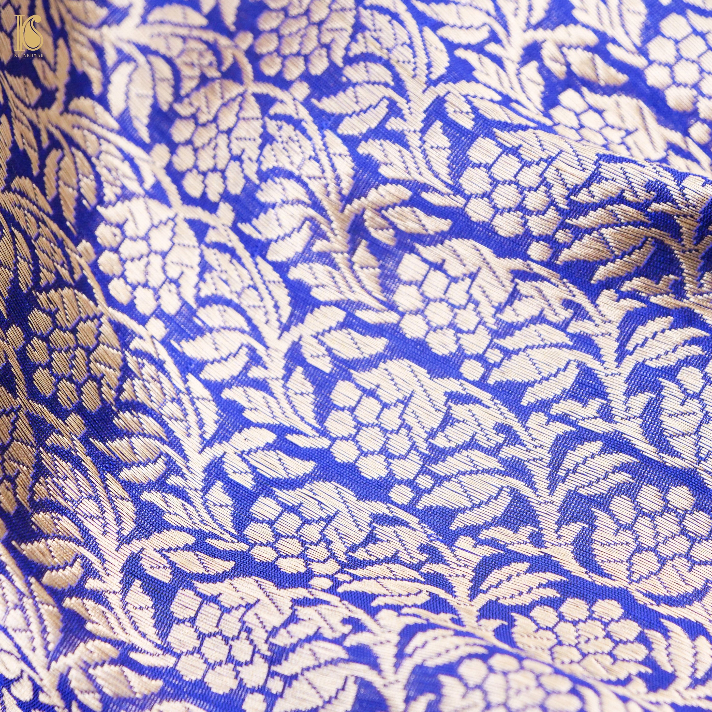Blue Pure Katan Silk Handloom Banarasi Kalidar Lehenga - Khinkhwab