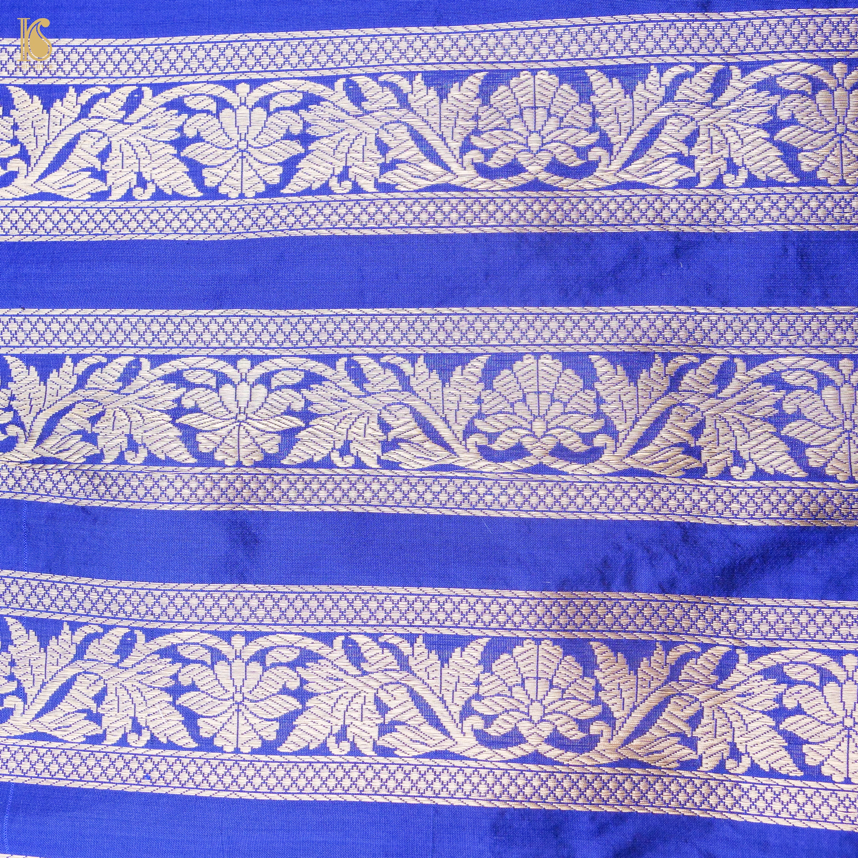 Blue Pure Katan Silk Handloom Banarasi Kalidar Lehenga - Khinkhwab