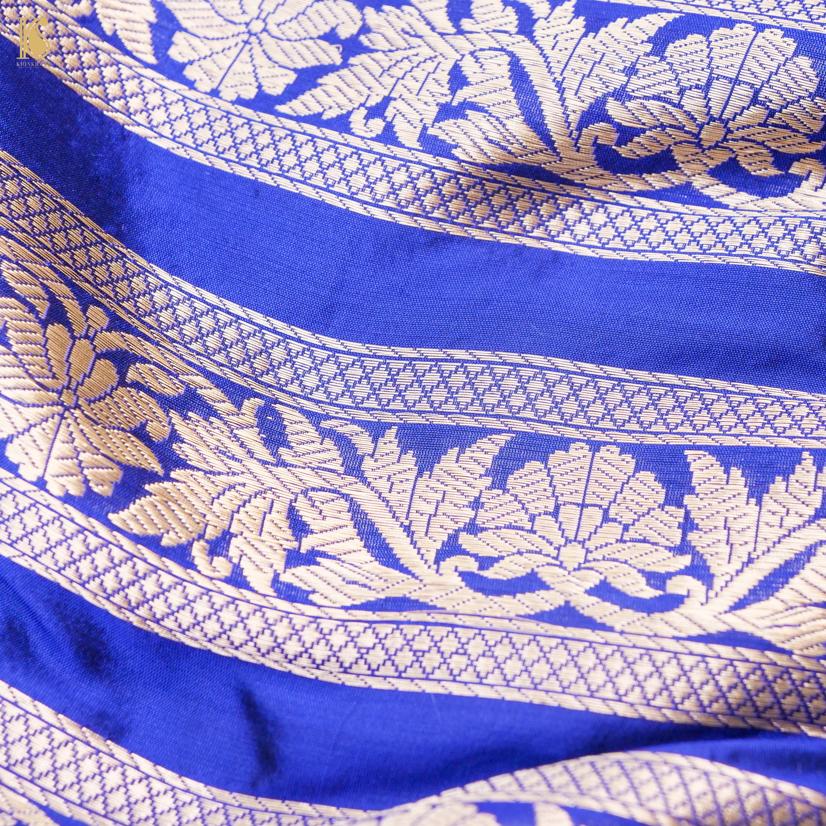 Blue Pure Katan Silk Handloom Banarasi Kalidar Lehenga - Khinkhwab