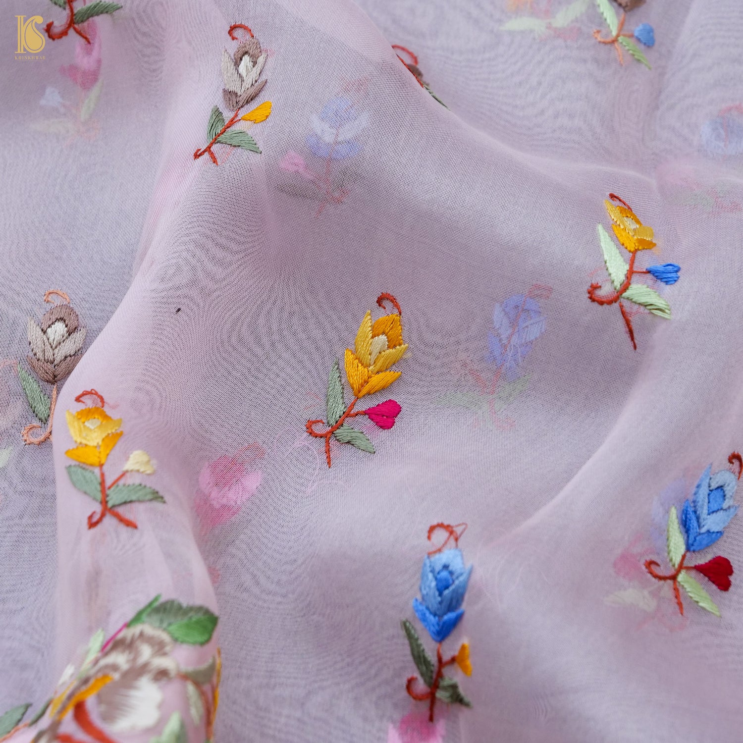 Parsi Gara Pure Organza Pink Saree