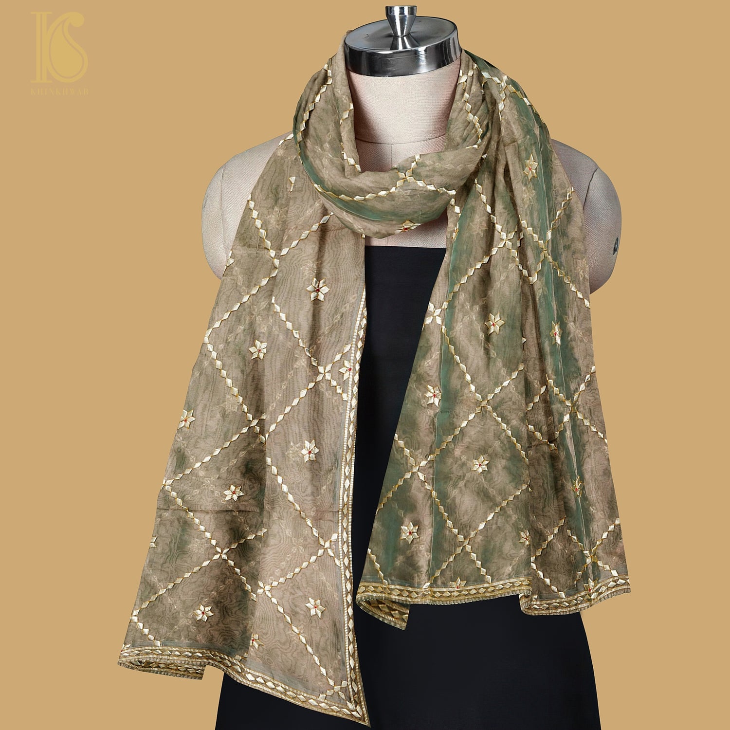 Pure Tissue Silk Gotta Patti Jaal Dupatta - Khinkhwab
