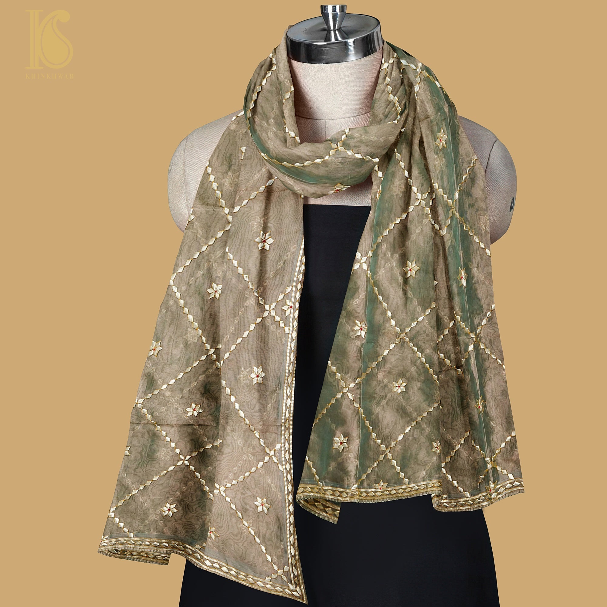 Pure Tissue Silk Gotta Patti Jaal Dupatta - Khinkhwab