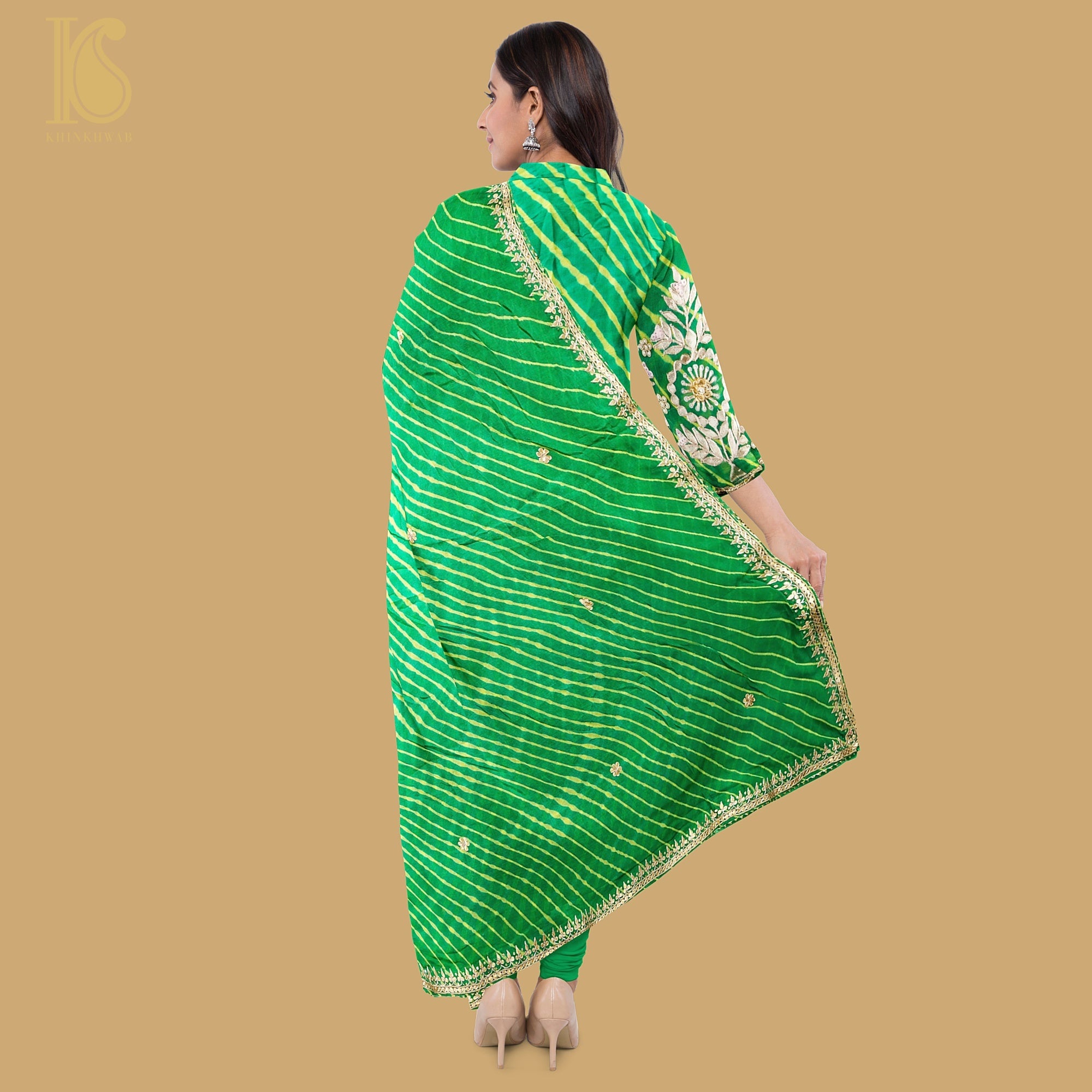 Pigment Green Leheriya Pure Georgette Gotta Patti Suit Set - Khinkhwab