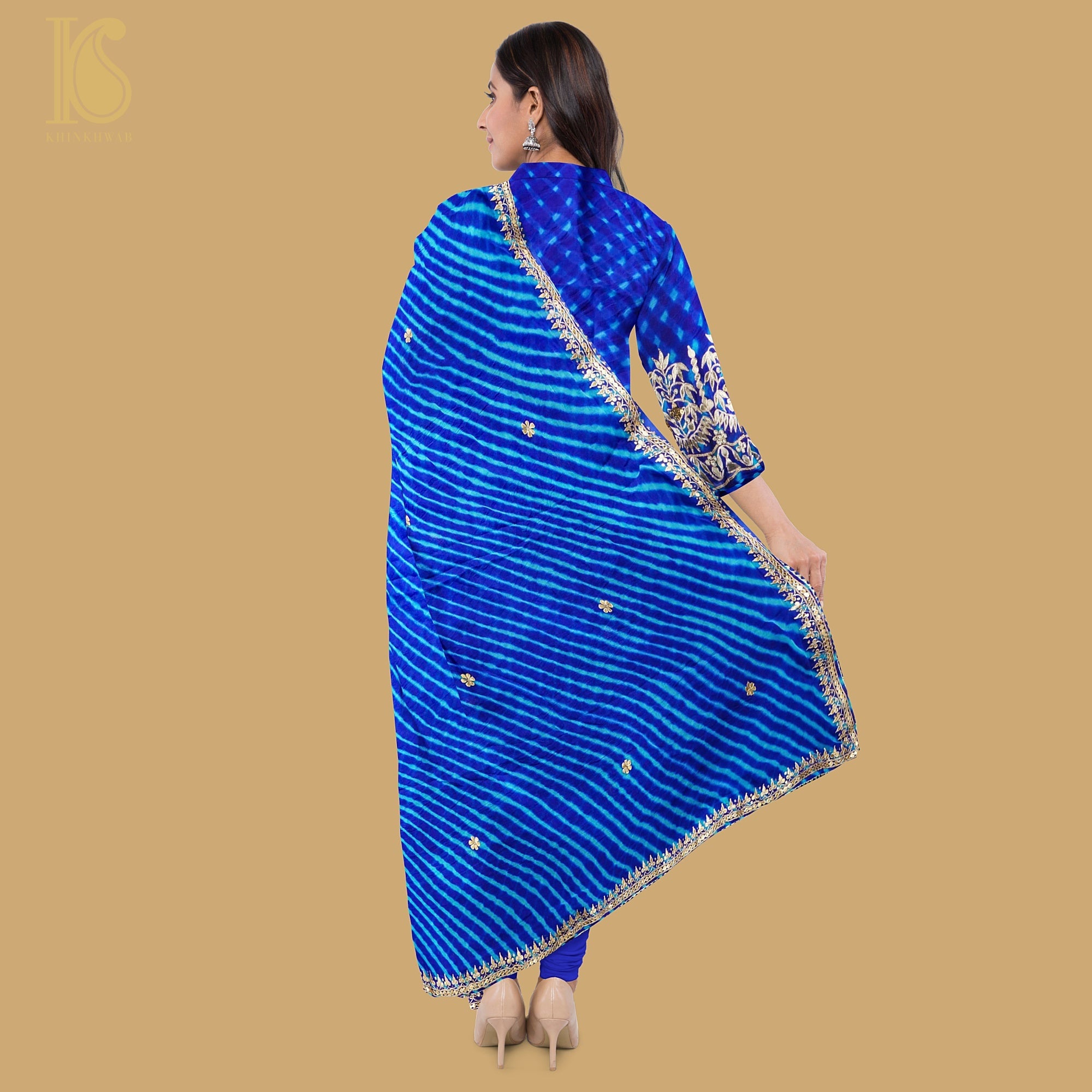 Ultramarine Blue Leheriya Pure Georgette Gotta Patti Suit Set - Khinkhwab