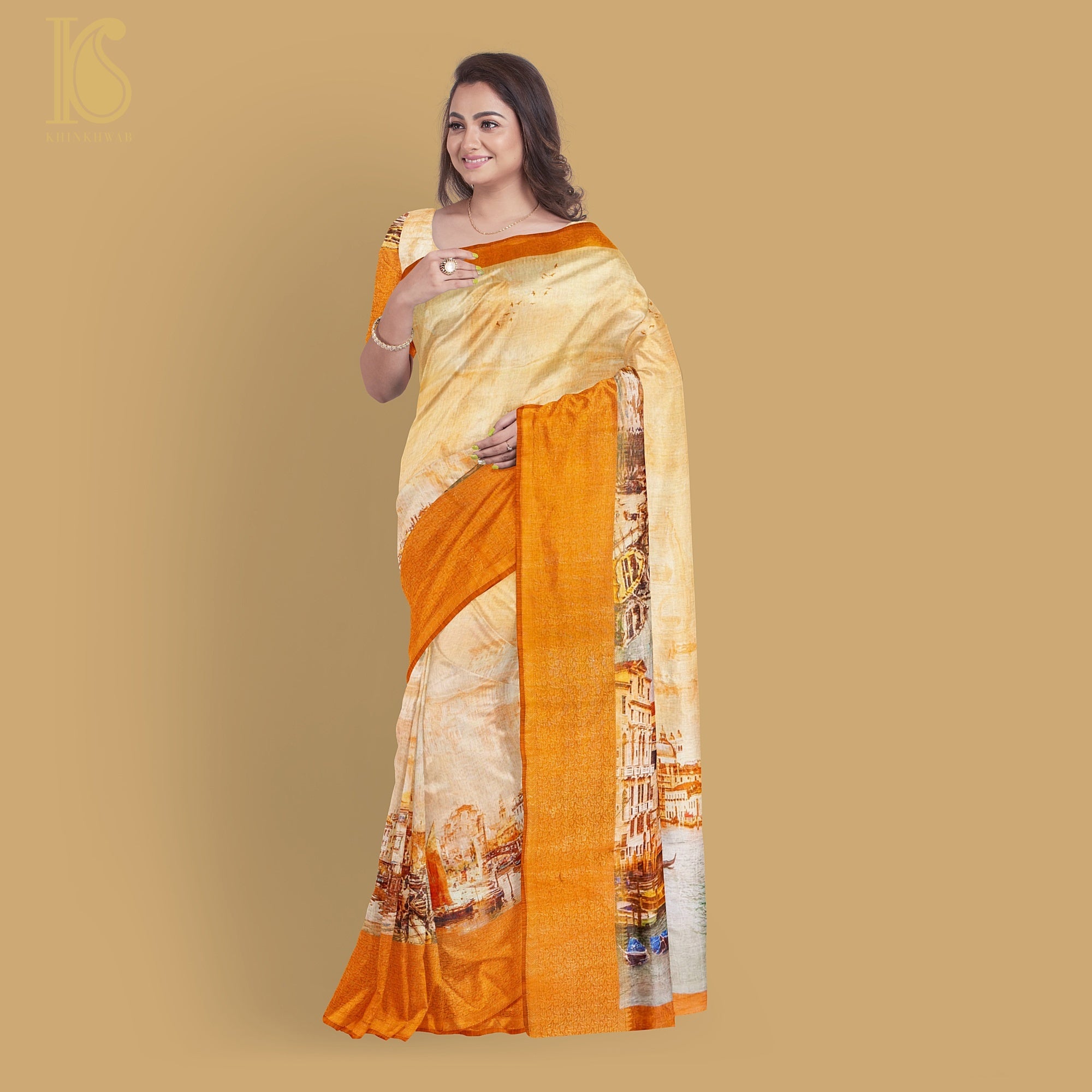 Pure Cotton Floral Digital Print Saree - Khinkhwab