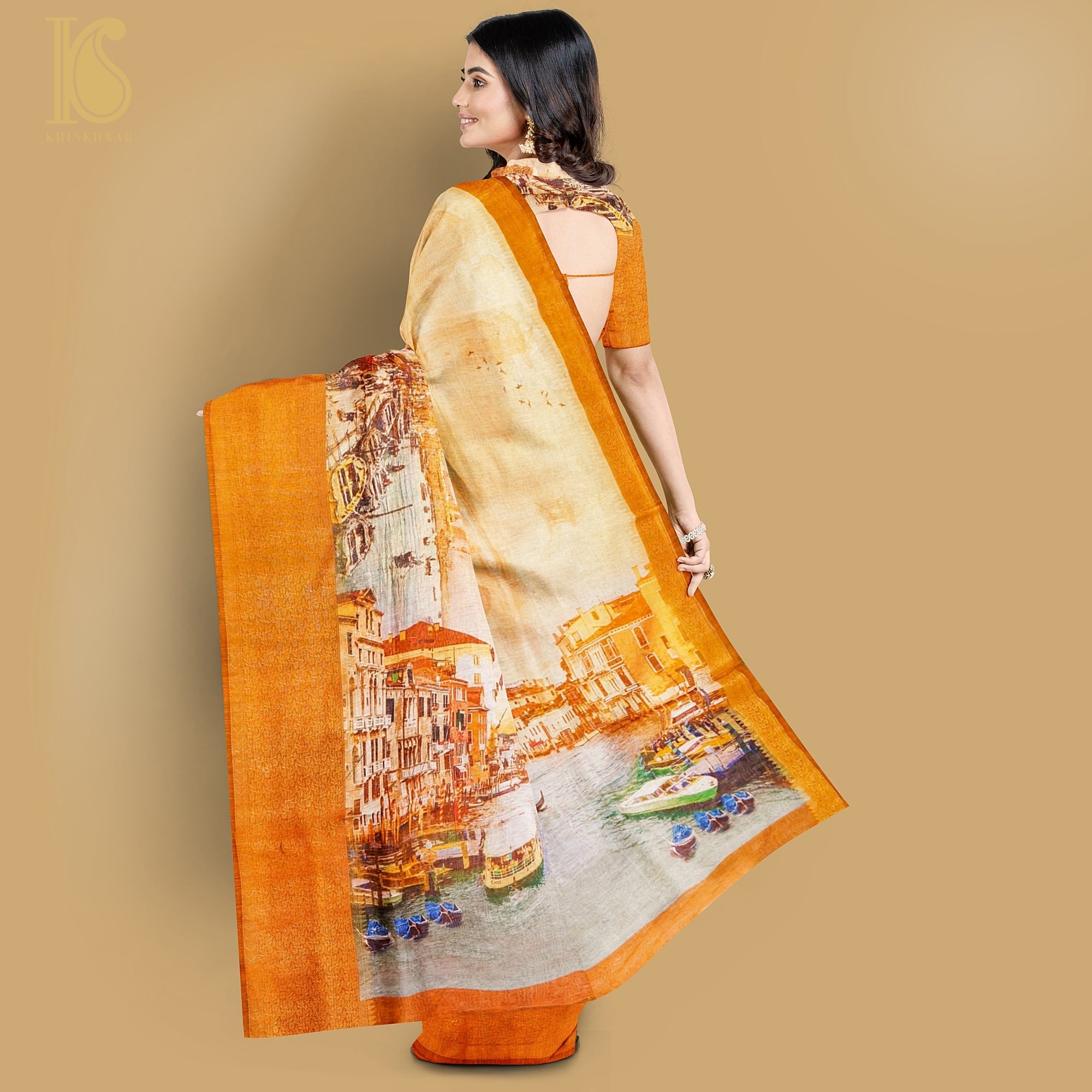 Pure Cotton Floral Digital Print Saree - Khinkhwab