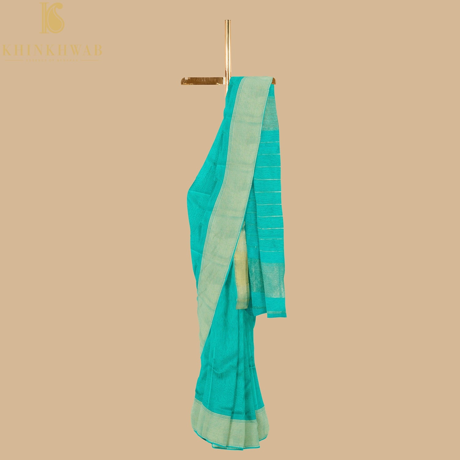 Persian Green Handwoven Pure Cotton Silk Maheshwari Saree - Khinkhwab
