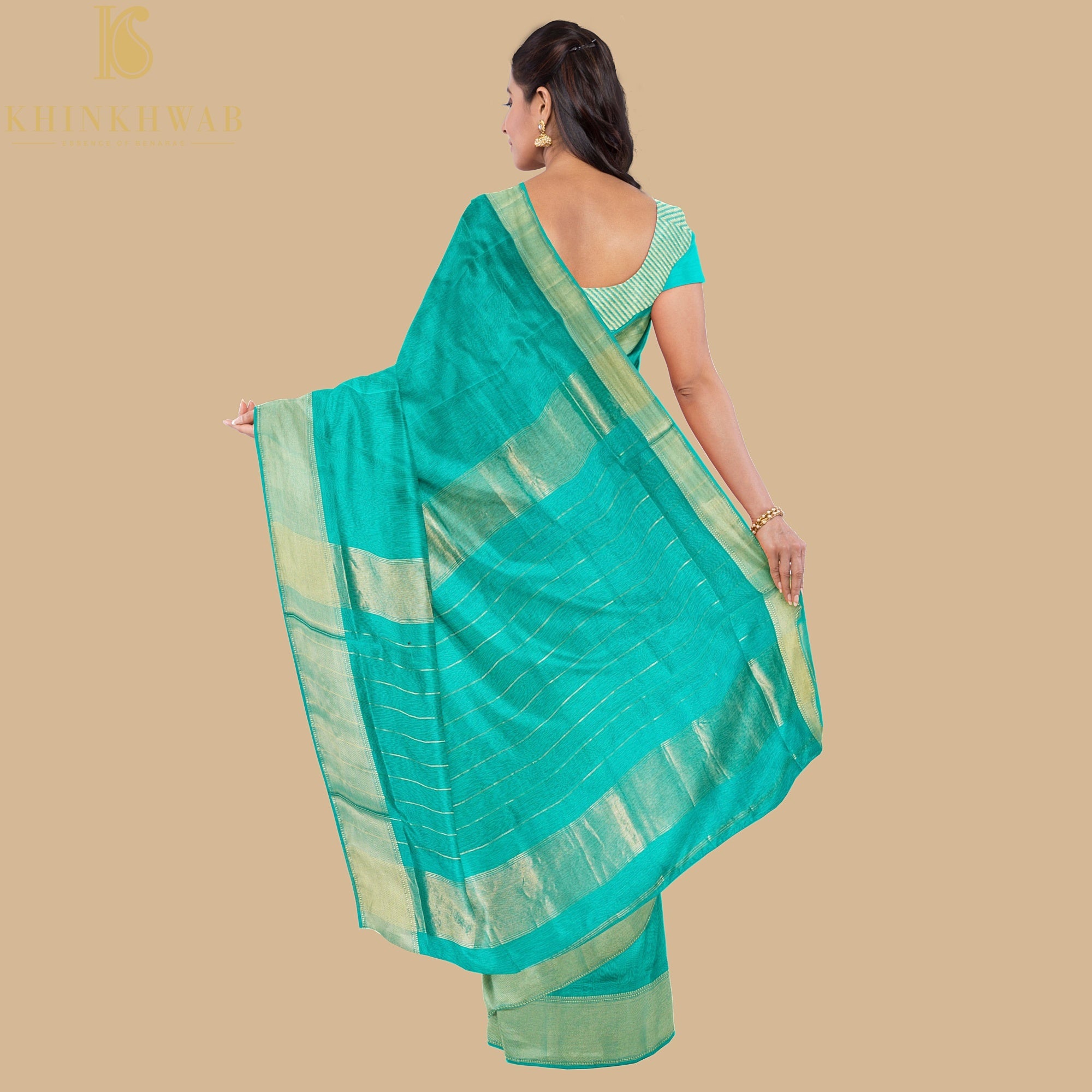 Persian Green Handwoven Pure Cotton Silk Maheshwari Saree - Khinkhwab