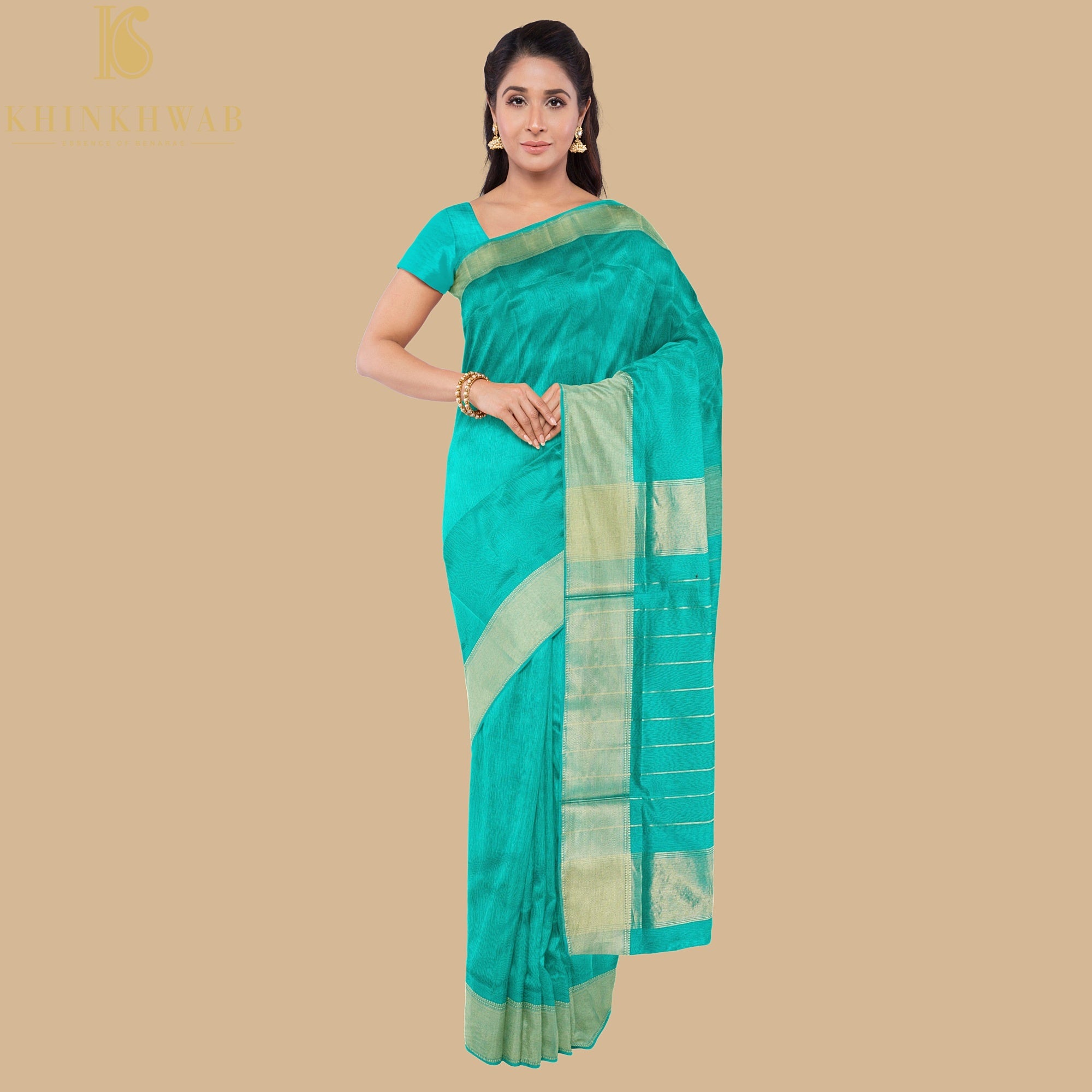 Persian Green Handwoven Pure Cotton Silk Maheshwari Saree - Khinkhwab