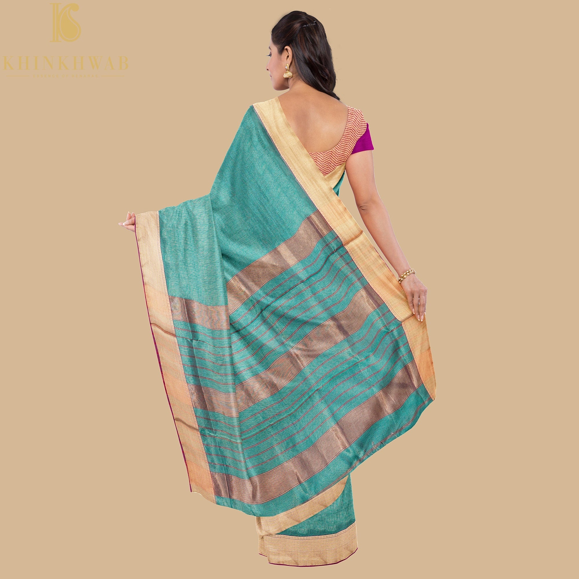 Blue Handwoven Pure Cotton Silk Maheshwari Saree - Khinkhwab