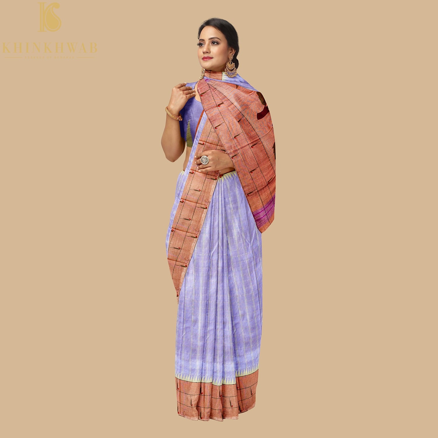 Melrose Purple Pure Silk Handwoven Paithani Saree with Triple Muniya Border - Khinkhwab
