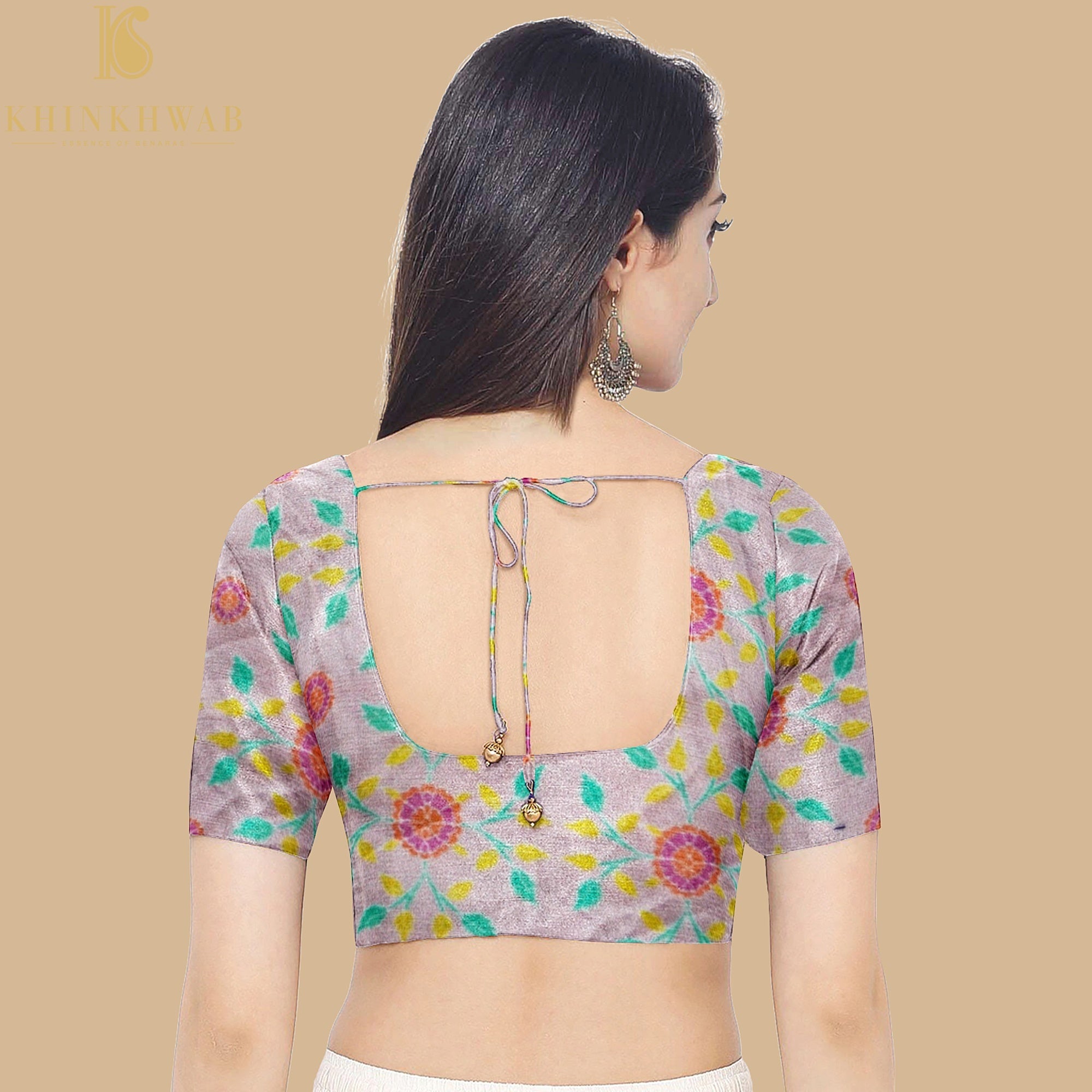 KARANFİL - Pink Pure Raw Silk Print Fabric - Khinkhwab