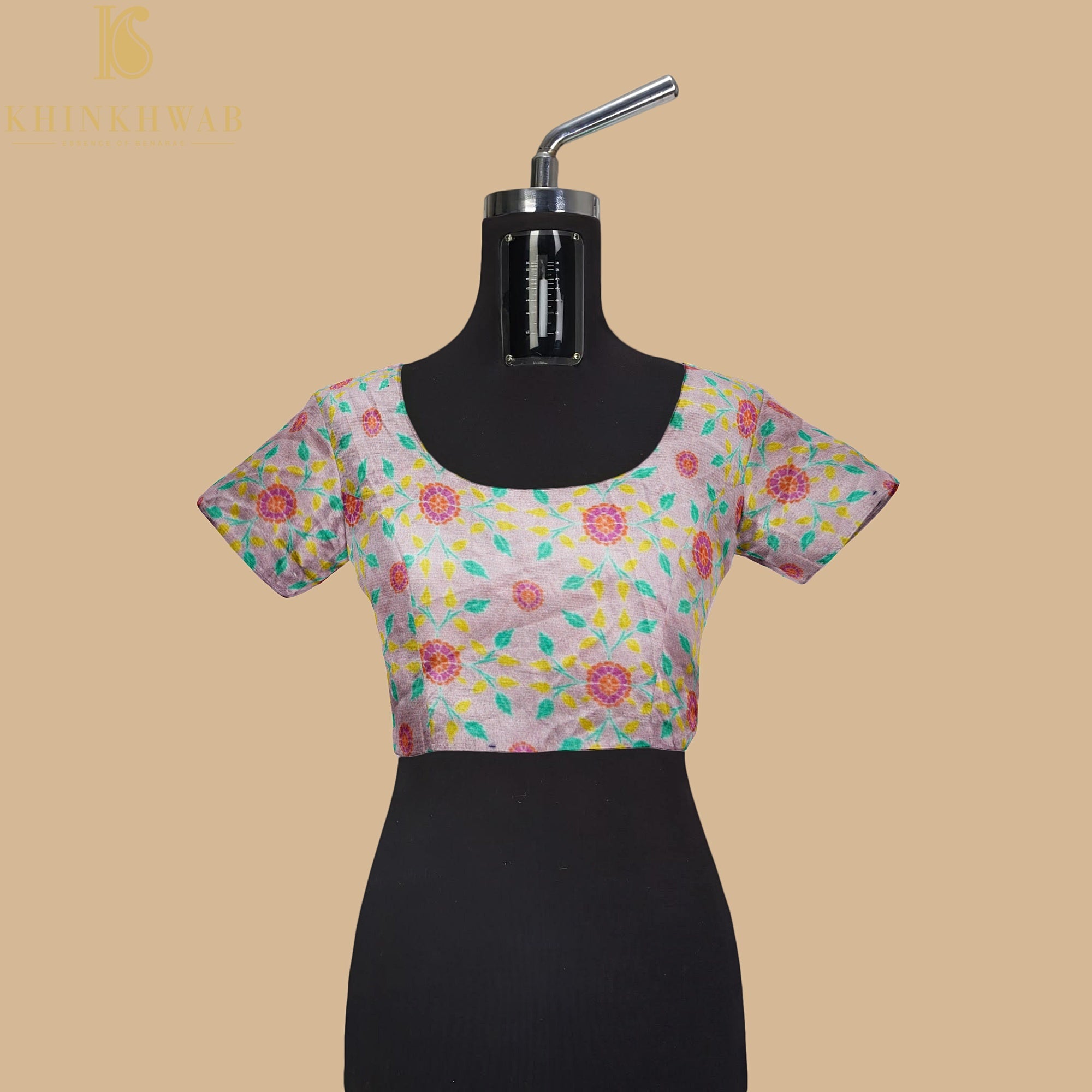 KARANFİL - Pink Pure Raw Silk Print Fabric - Khinkhwab