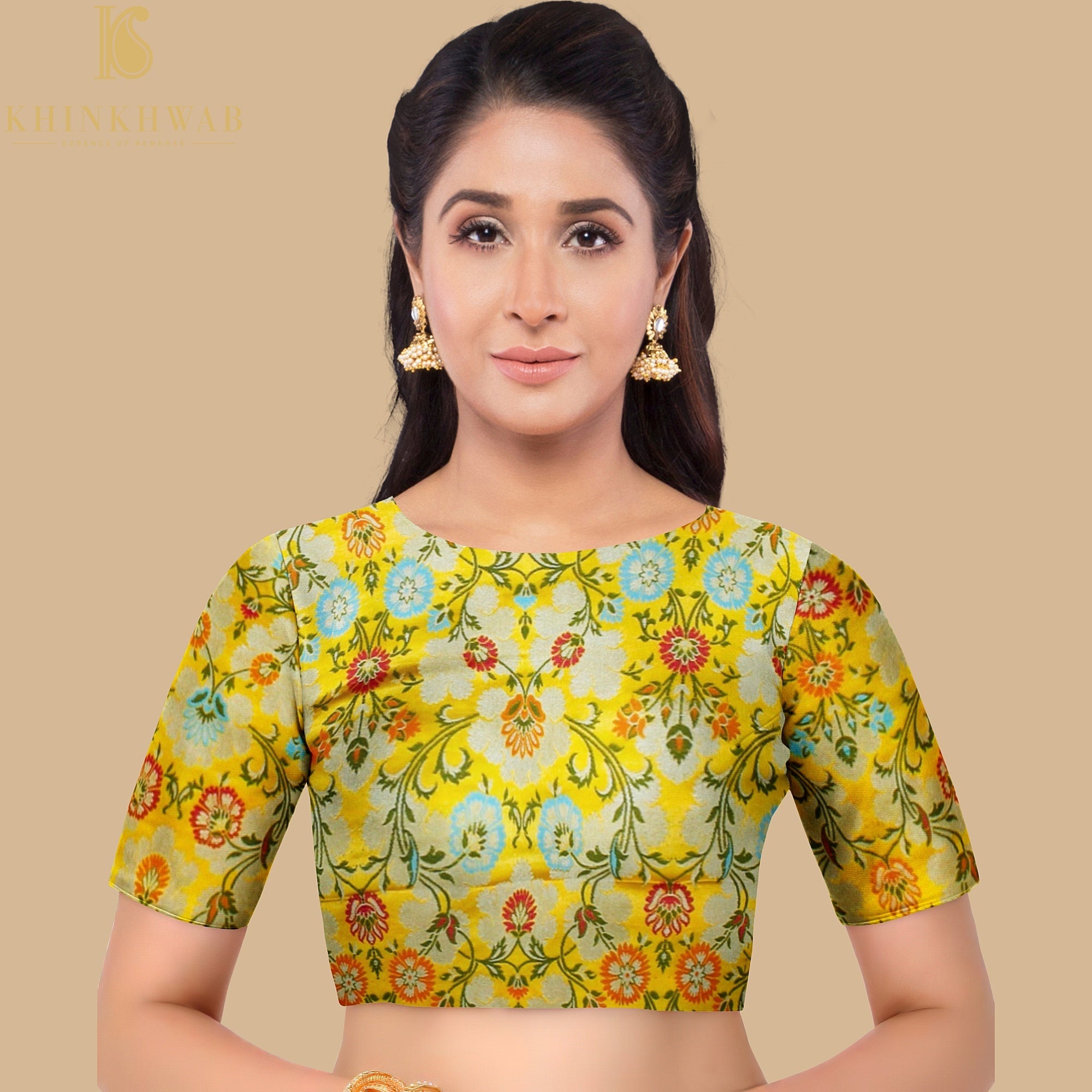 Yellow Kinkhab / Kimkhab Brocade Banarasi Fabric - Khinkhwab
