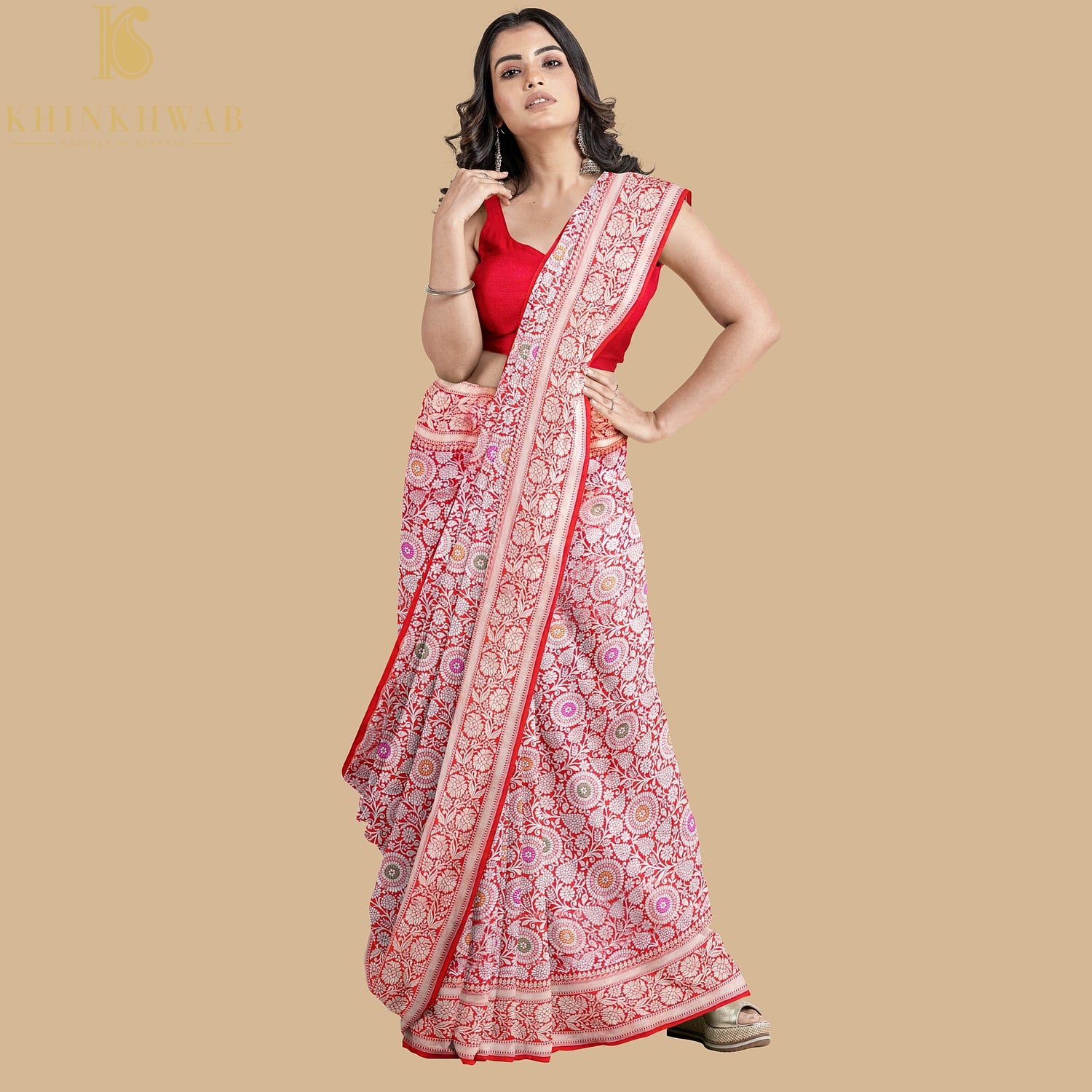 Red Pure Katan Silk Handloom Kadwa Mina Brocade Banarasi Saree - Khinkhwab