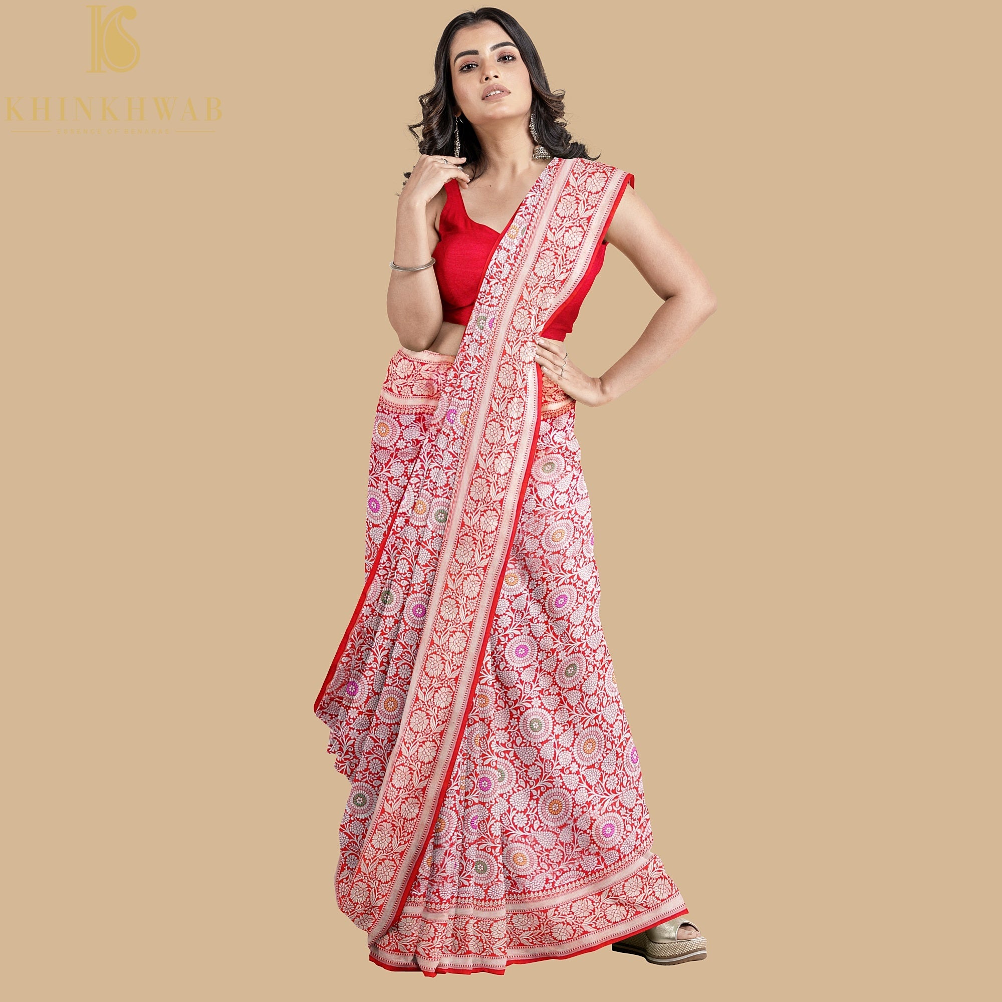 Red Pure Katan Silk Handloom Kadwa Mina Brocade Banarasi Saree - Khinkhwab