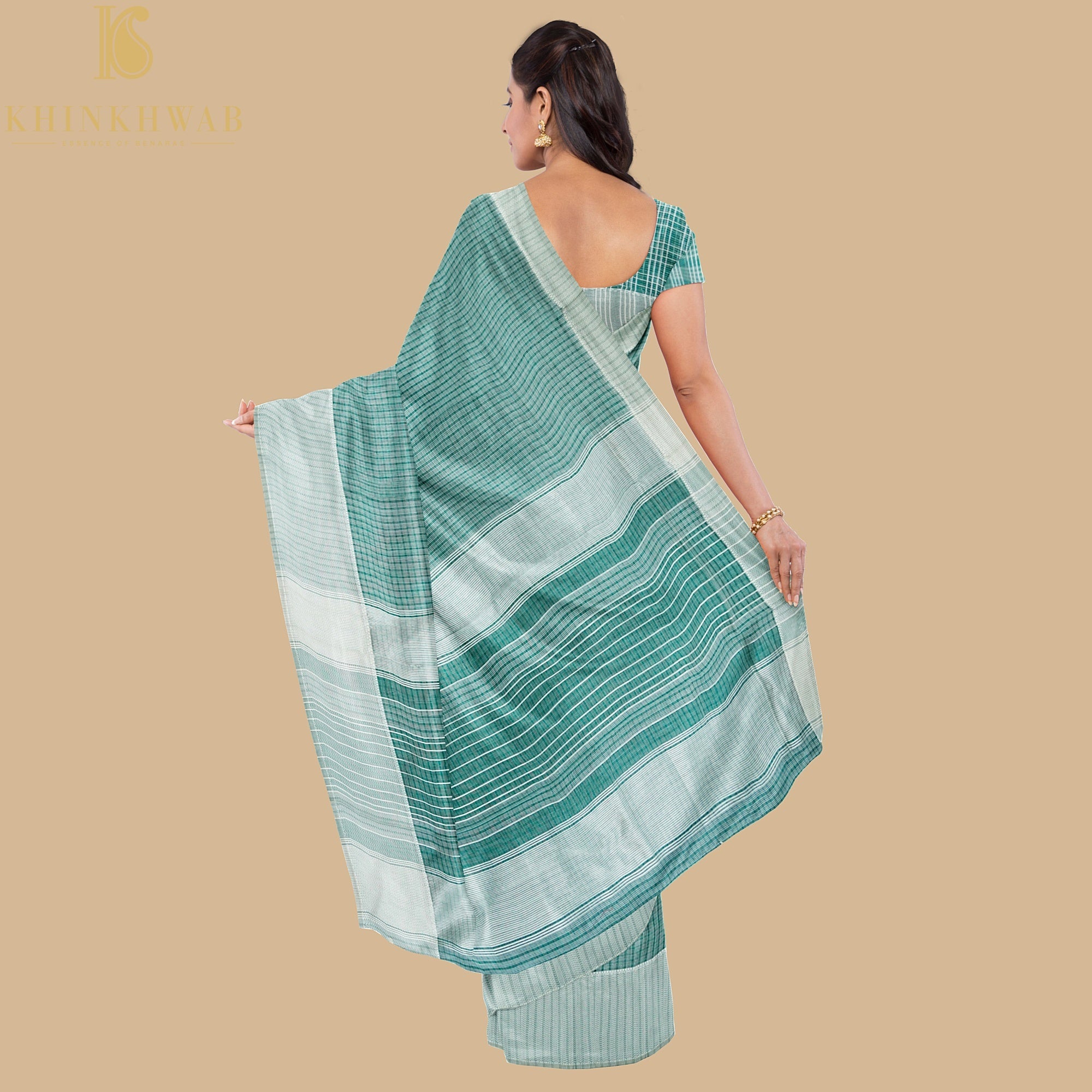 Lochinvar Green Handwoven Pure Cotton Silk Maheshwari Saree - Khinkhwab