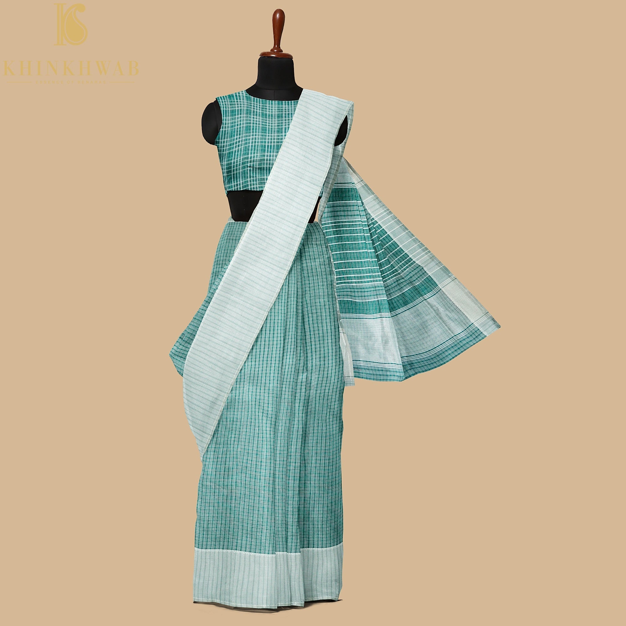 Lochinvar Green Handwoven Pure Cotton Silk Maheshwari Saree - Khinkhwab
